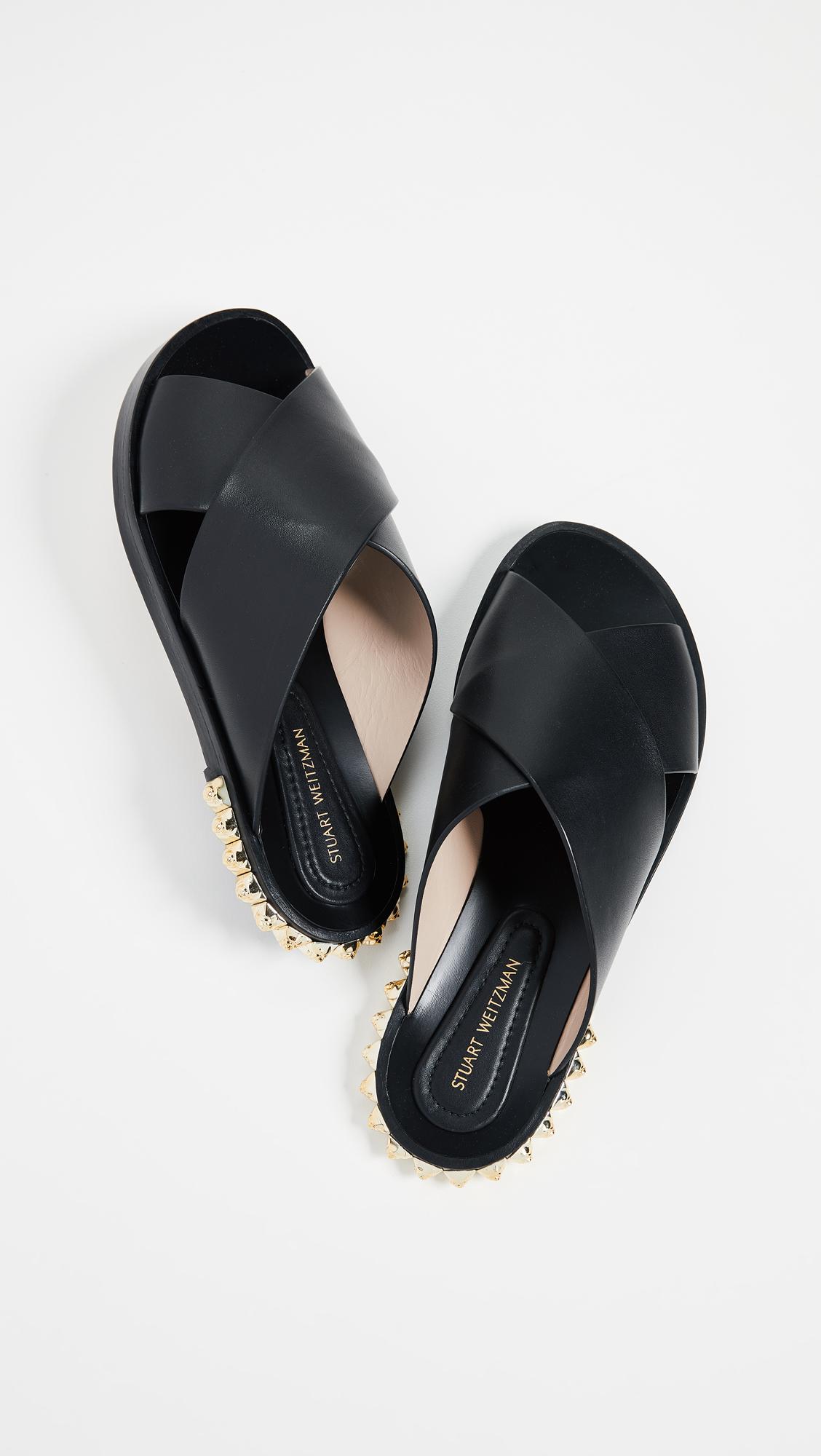 stuart weitzman rockrose leather slides