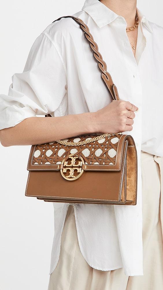 Tory Burch Miller Basket-weave Shoulder Bag in Brown | Lyst