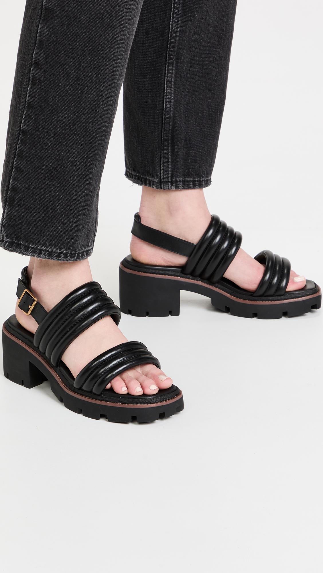 Tory Burch Lug Sole Heeled Sandals in Black | Lyst