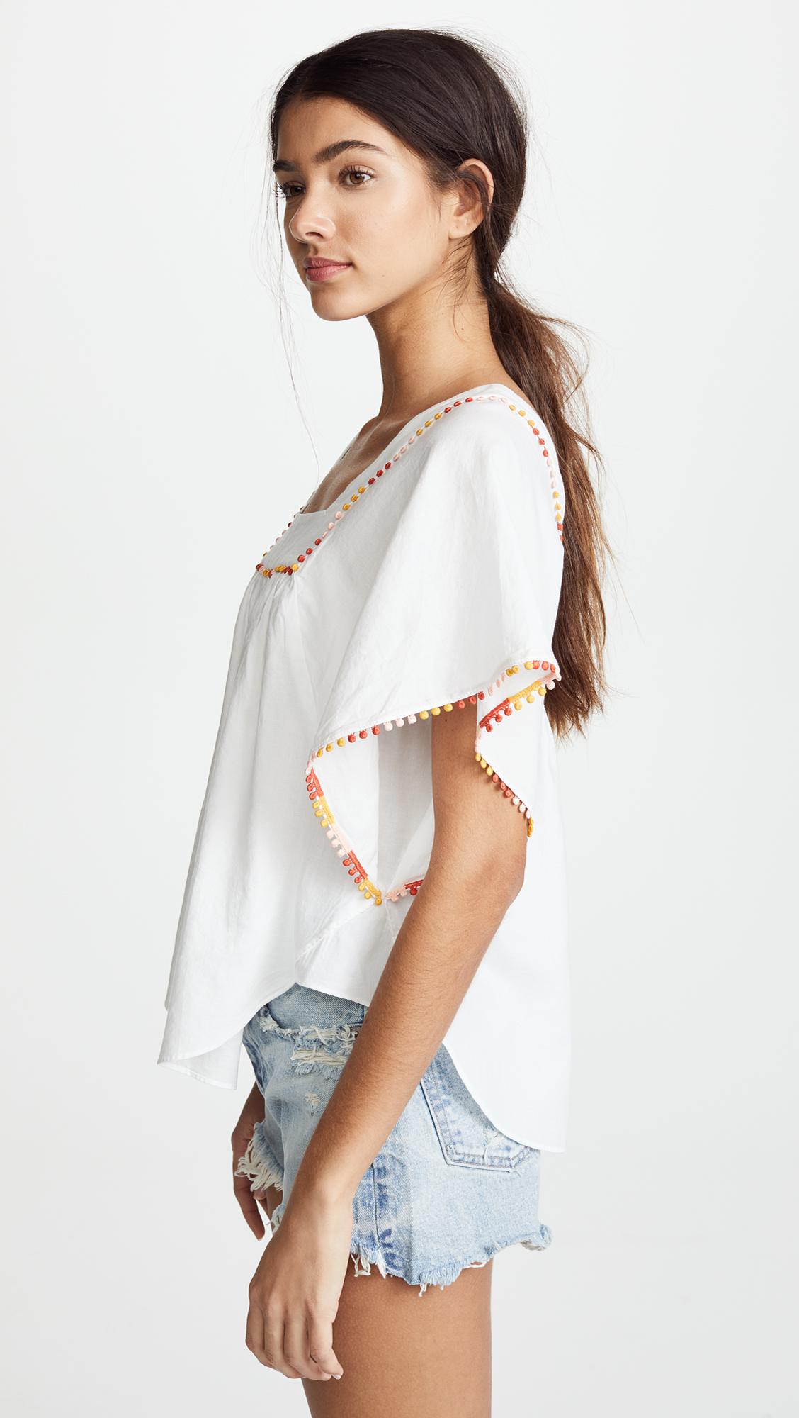 Madewell Cotton Pom Pom Butterfly Top In White Lyst Madewell Cotton Pom Pom Butterfly Top In White Lyst