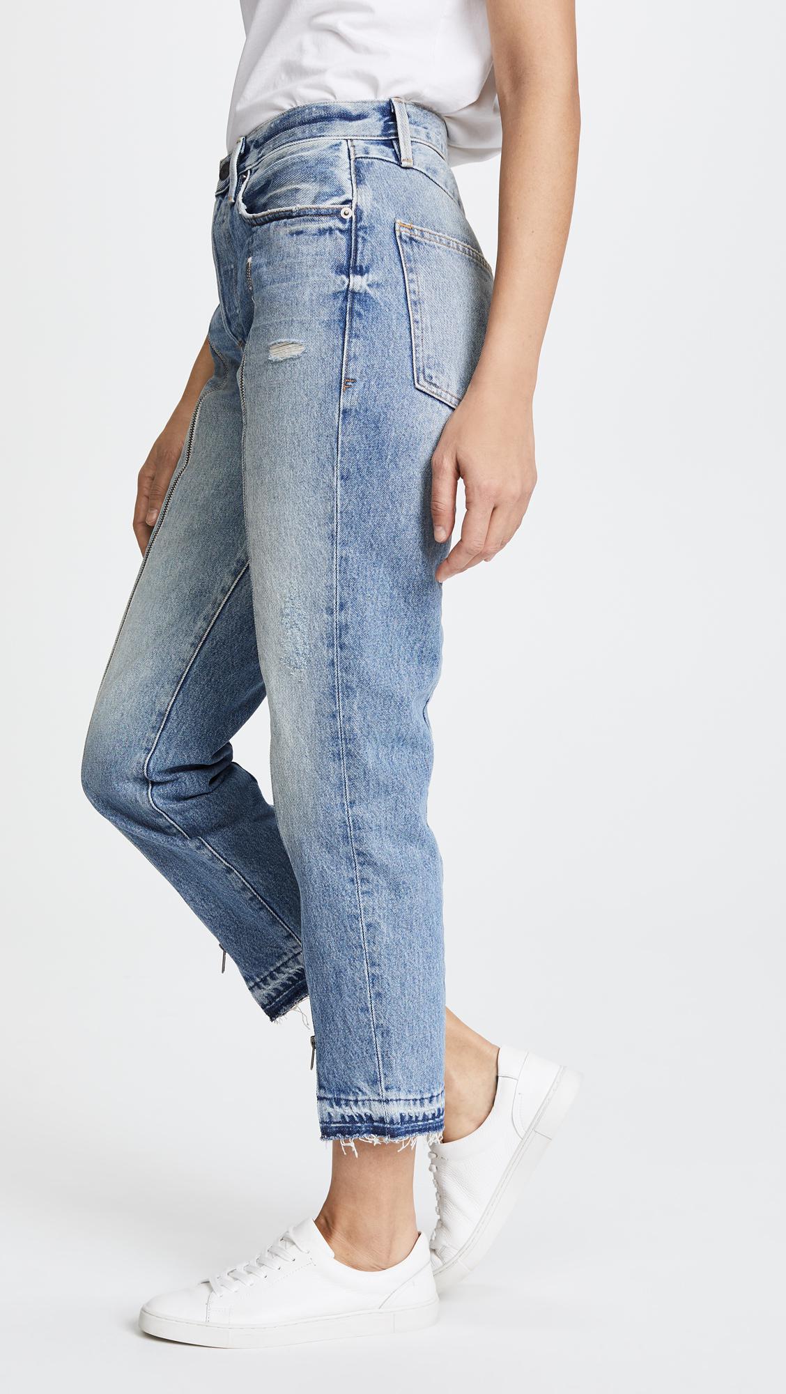 FRAME Denim Le Original Jeans With Zipper in Blue | Lyst