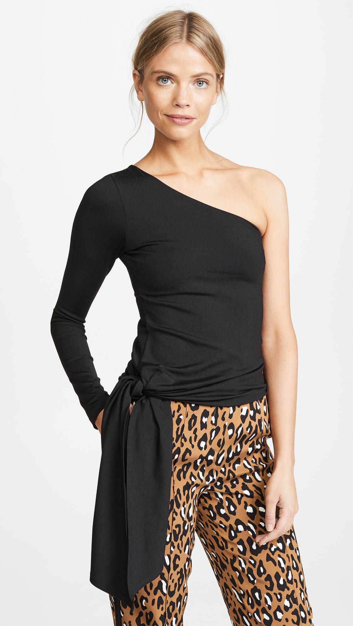 Susana Monaco Synthetic One Shoulder Top in Black Lyst