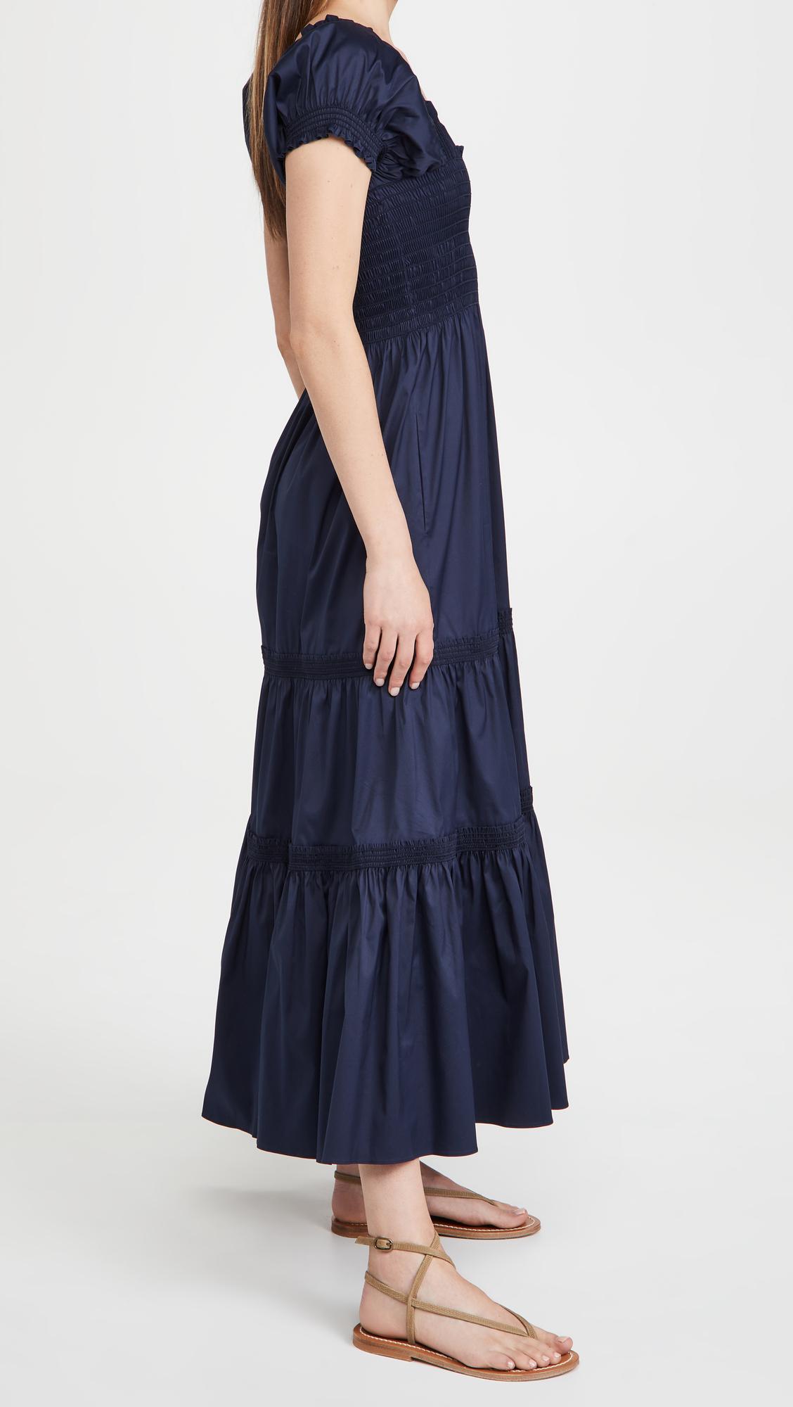 knee length dresses for ladies Tory Burch Women's Smocked Midi Dress