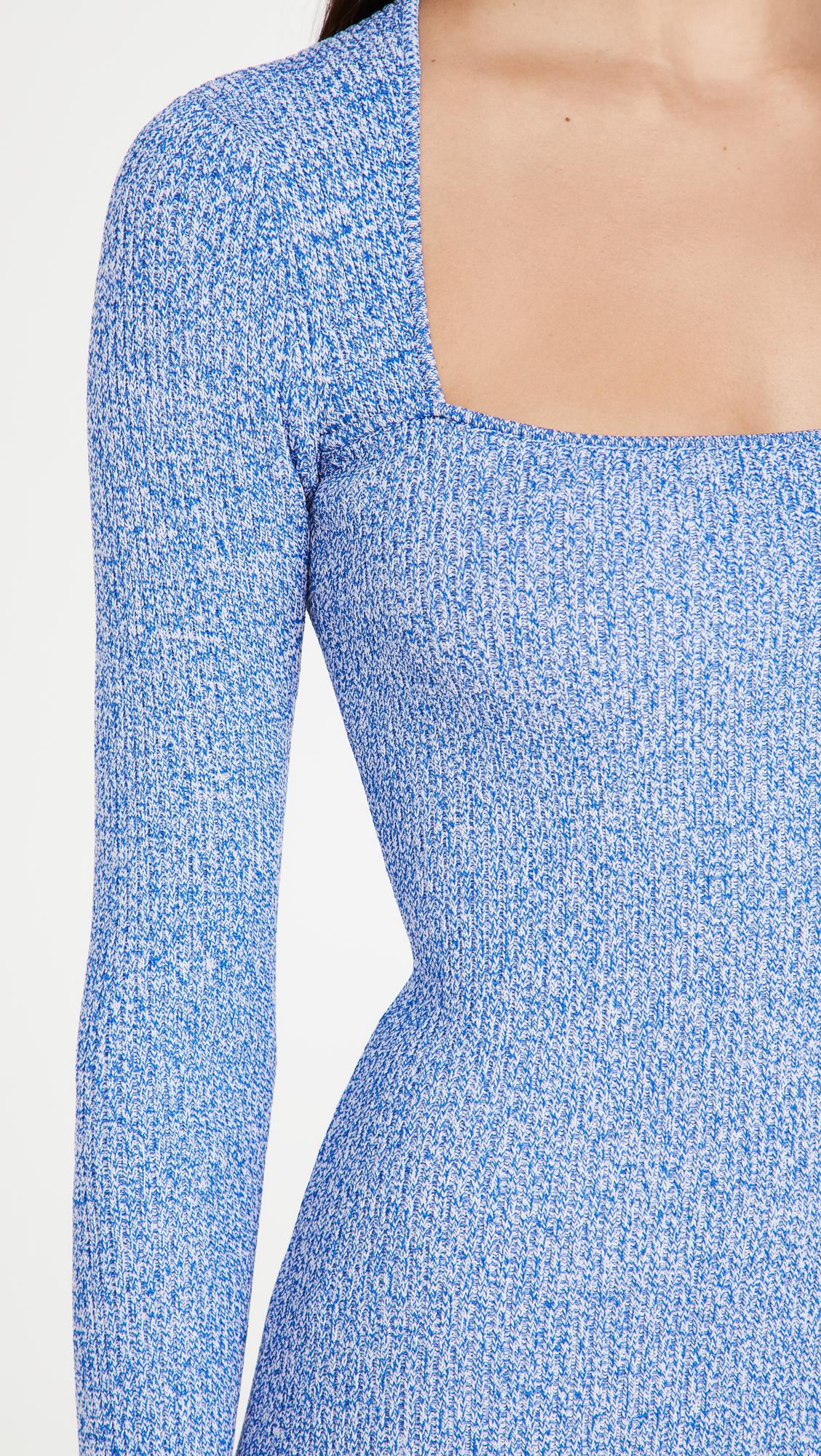 Ganni Melange Knit Dress in Blue | Lyst