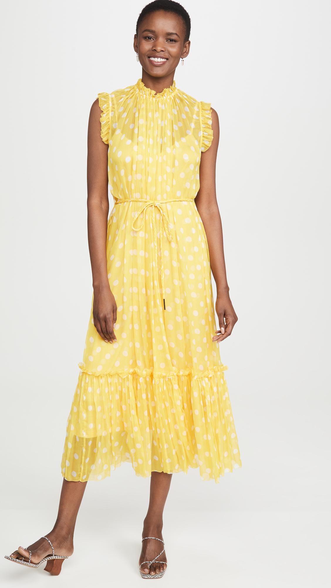Zimmermann Silk Brightside Frilled Midi Dress in Yellow Lyst