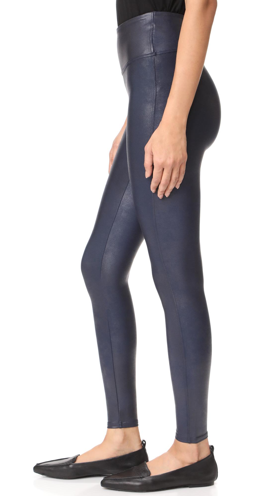 Spanx Faux Leather Leggings in Navy (Blue) | Lyst