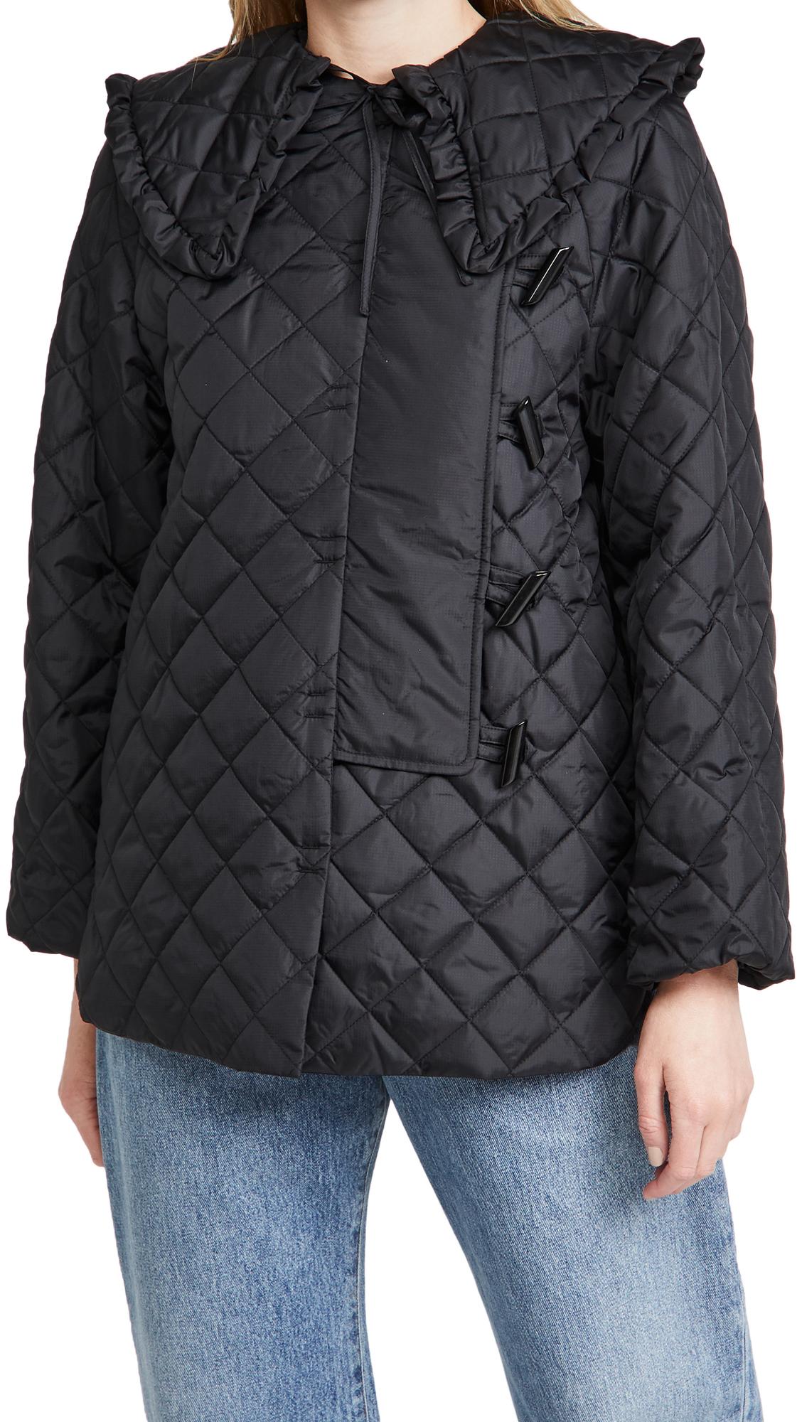 Ganni Recycled Ripstop Quilt Coat in Black | Lyst