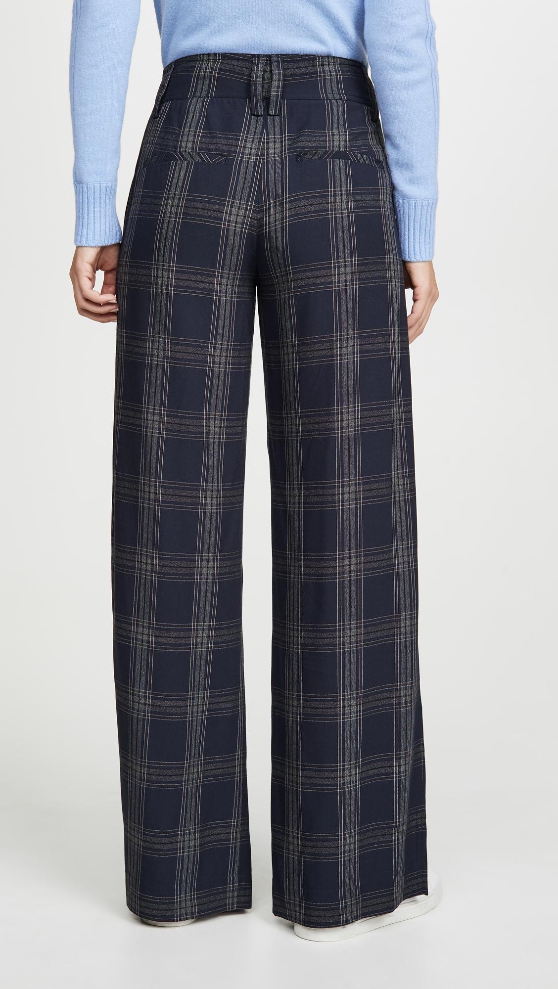 Vince Plaid Print Flared Trousers in 