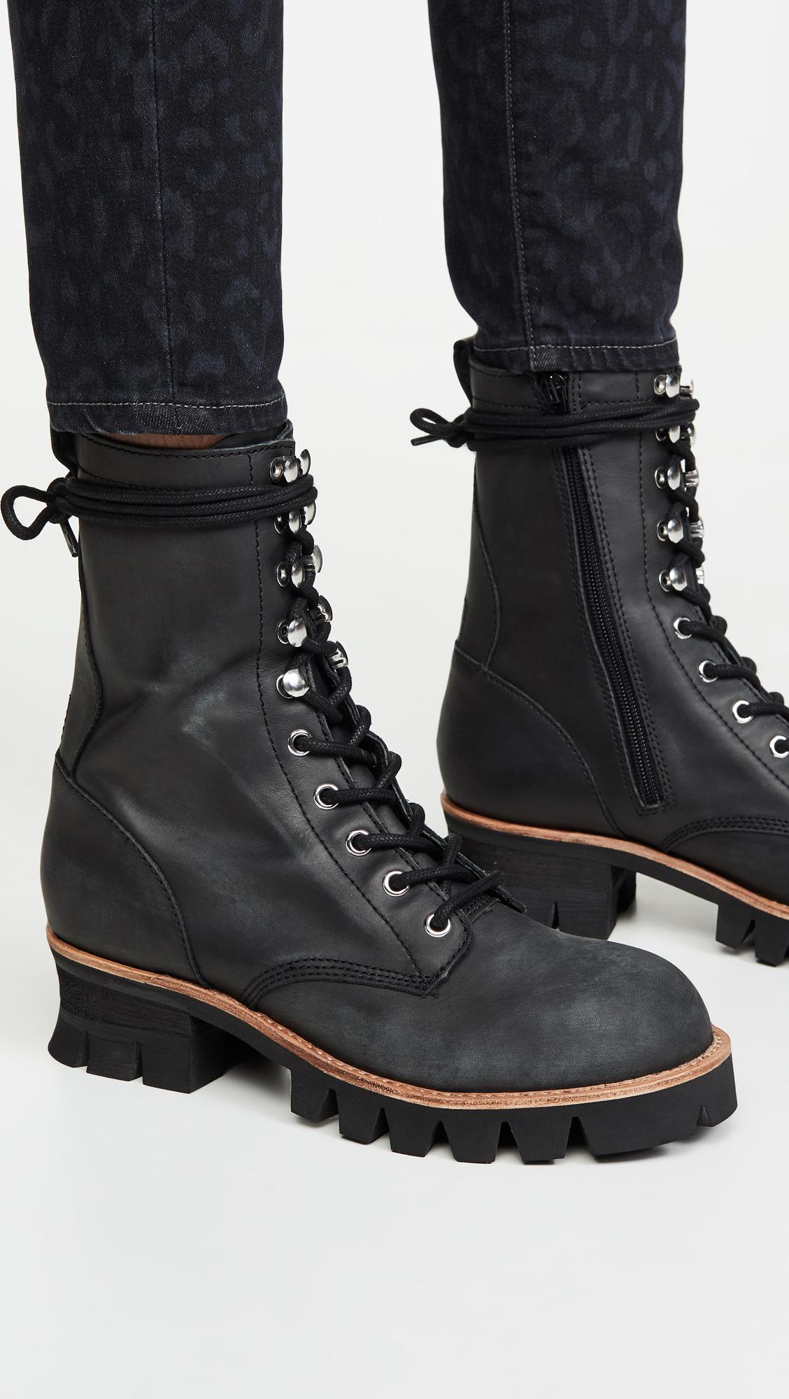 Jeffrey Campbell Suede Sycamore Combat Boots in Black Washed (Black) - Lyst