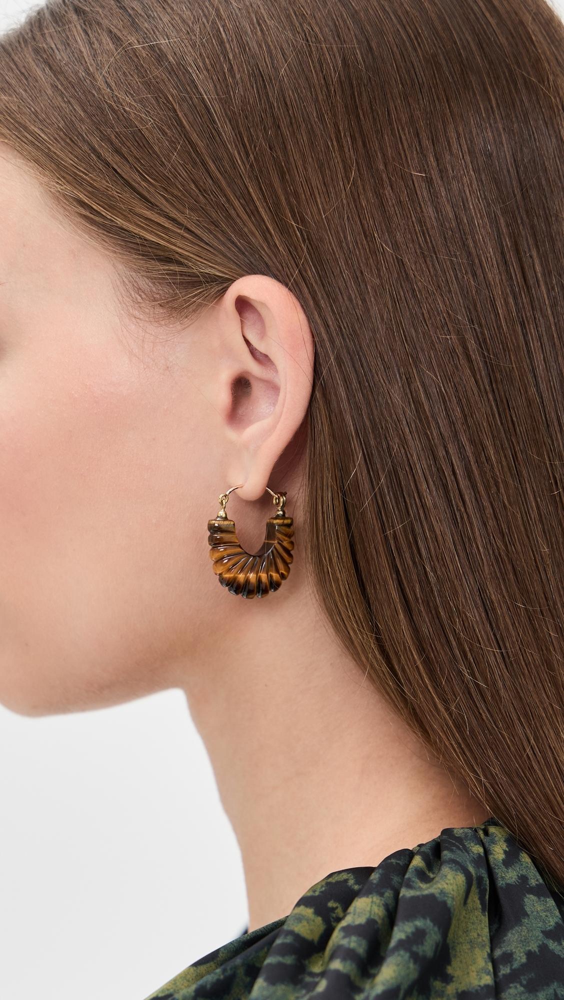 Ulla Johnson Zora Carved Shell Hoop Earrings Tiger's Eye Lyst Canada