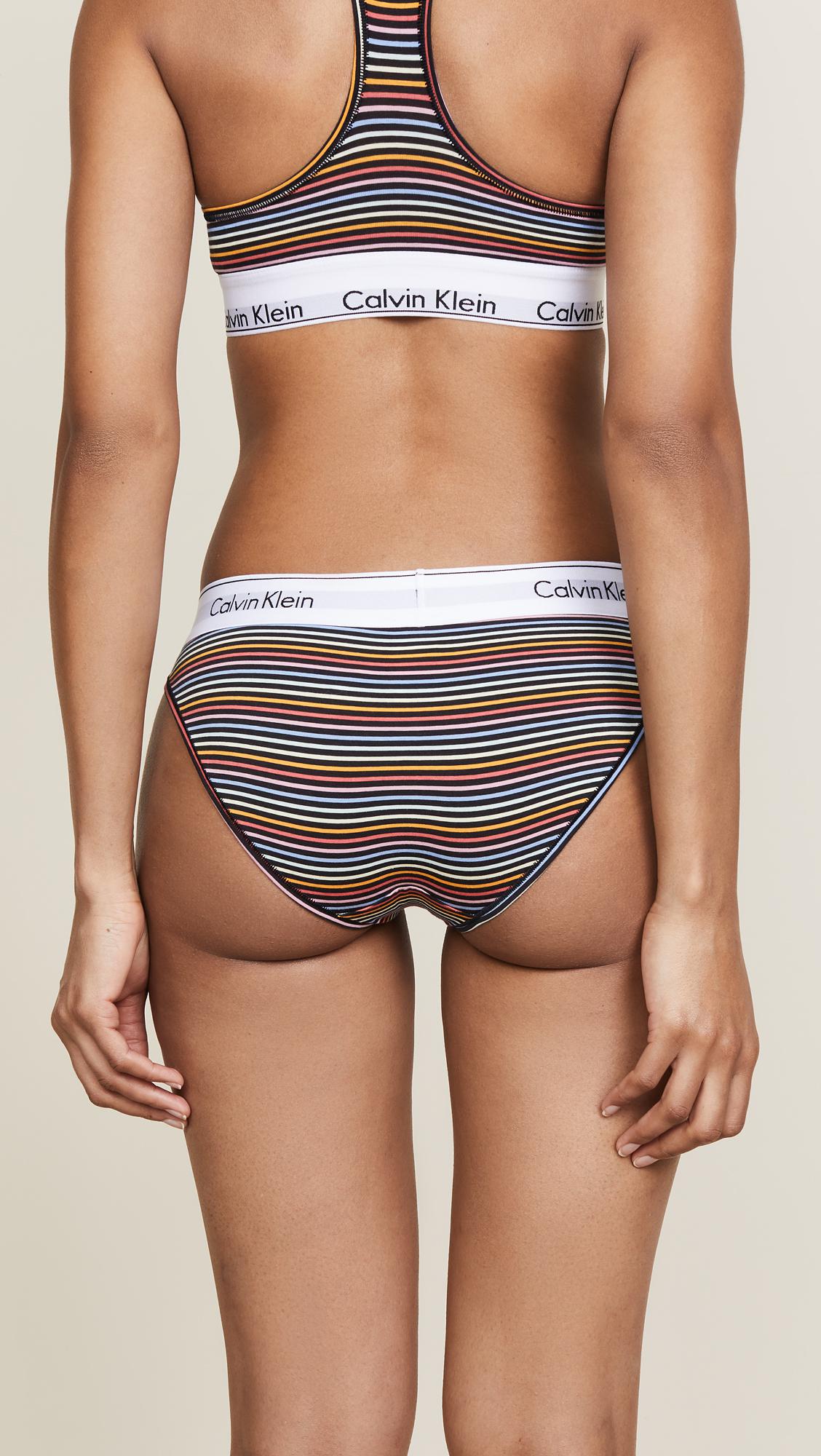 Calvin Klein Prism Stripe Bikini Panties in Black | Lyst
