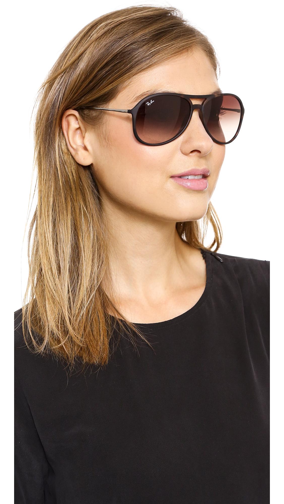 Ray Ban Youngster Rubber Aviator Sunglasses In Brown Lyst Ray Ban Youngster Rubber Aviator Sunglasses In Brown Lyst