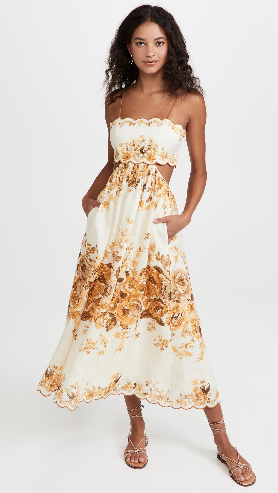knee length dresses for ladies Devi Scallop Midi Dress