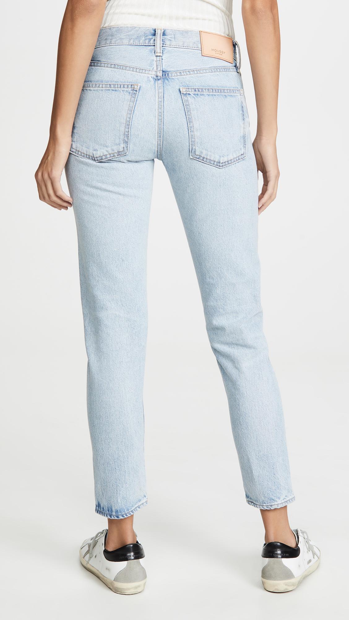 Moussy Denim Camilla Tapered Jeans in Light Blue (Blue) - Lyst