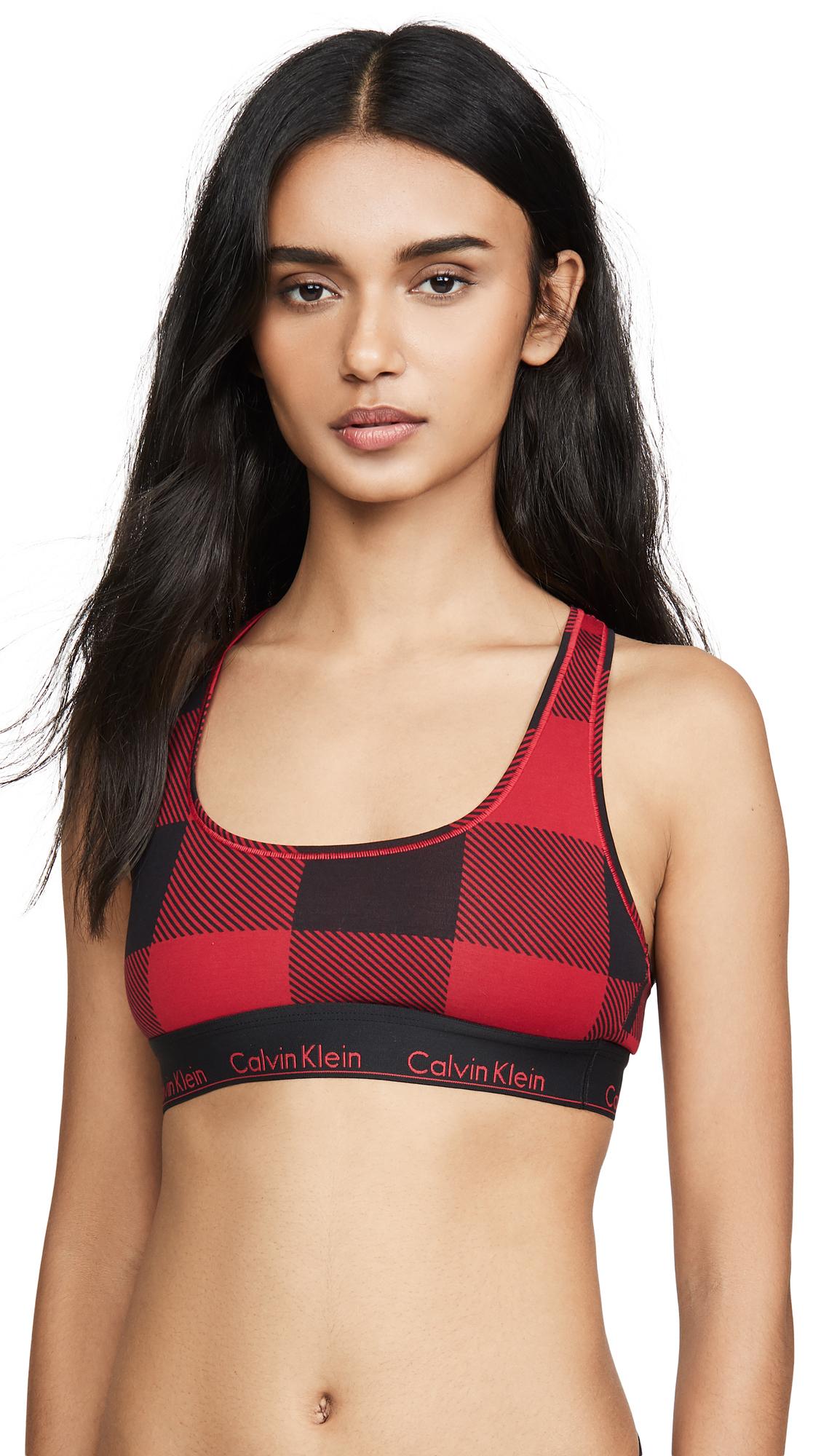 Calvin Klein Modern Cotton Buffalo Plaid Bralette in Red | Lyst