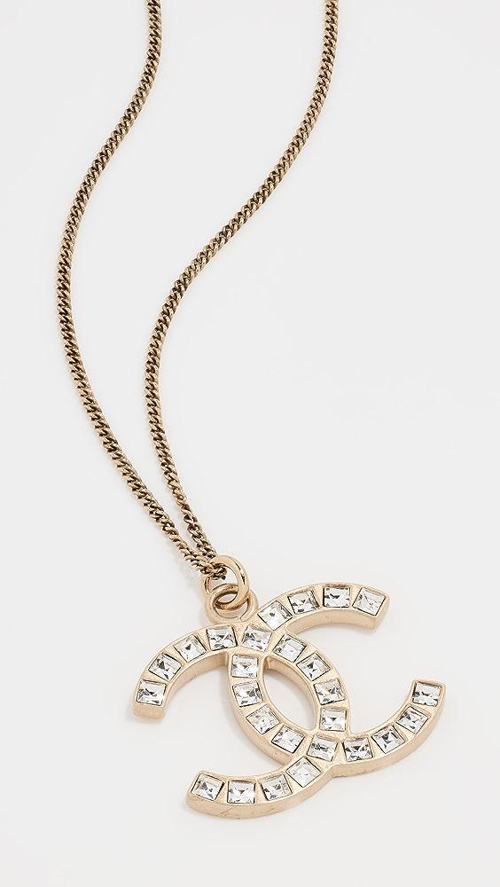 What Goes Around Comes Around Chanel Gold Crystal Cc Necklace in