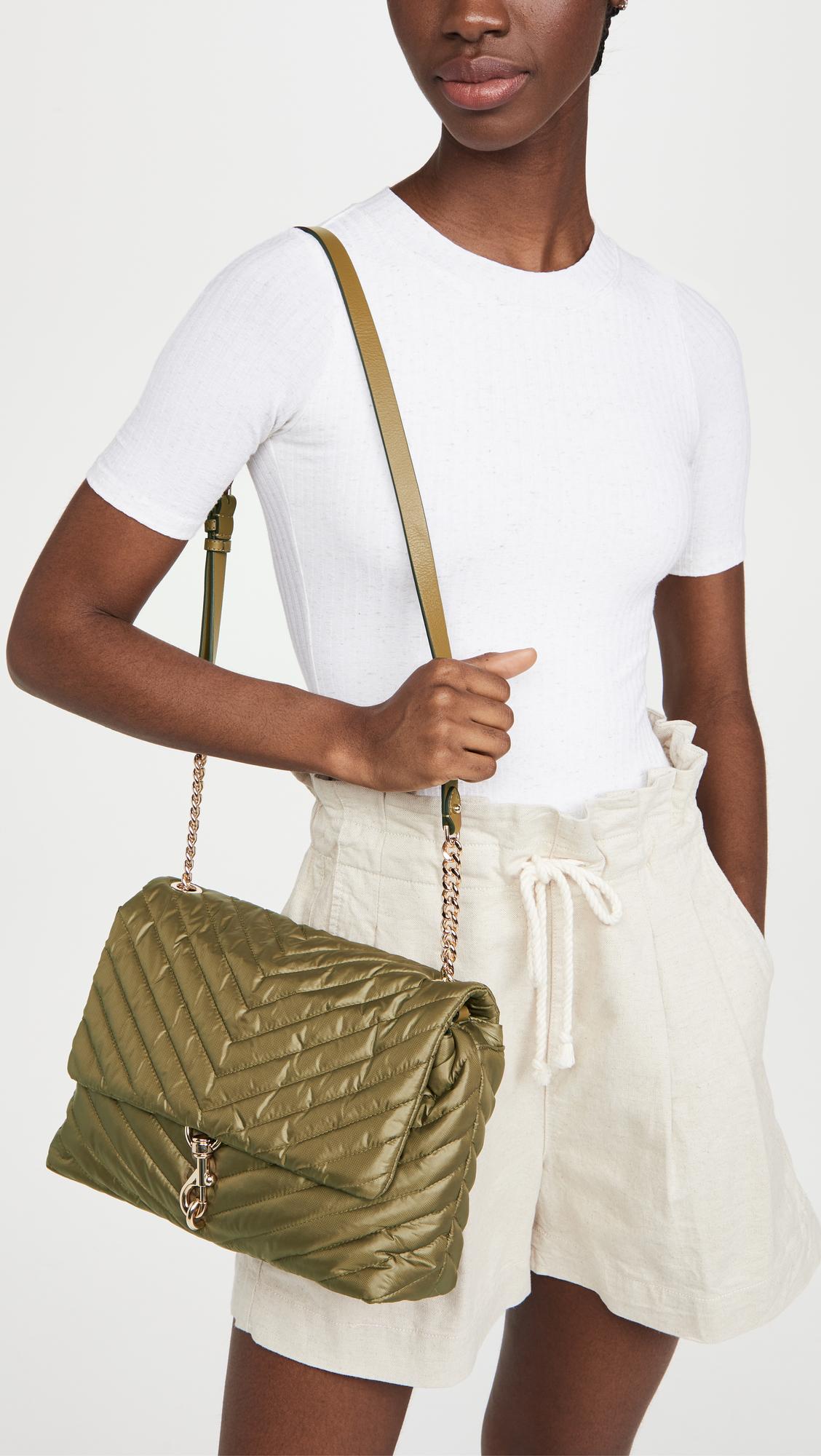 Rebecca Minkoff Edie Nylon Jumpo Flap Shoulder Bag in Green