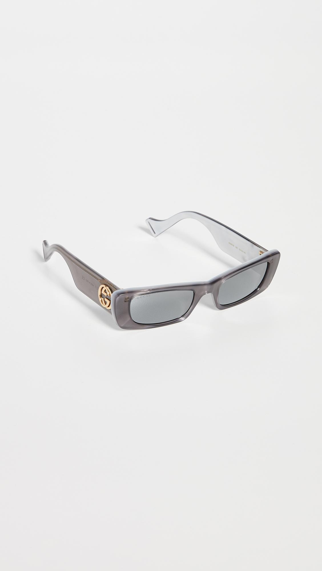 Gucci Fluo Narrow Acetate Rectangular Sunglasses in Gray