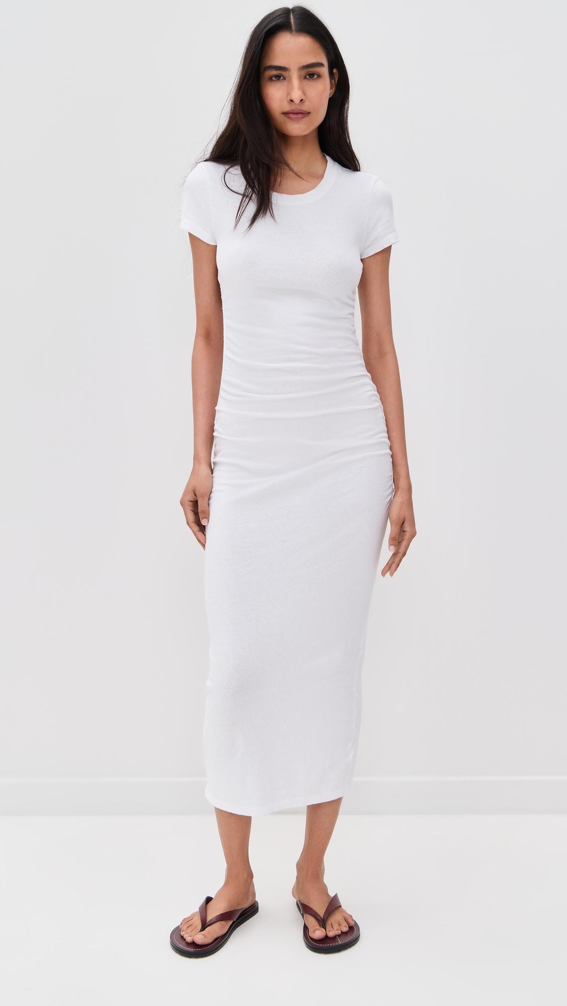 James Perse Ruched T-Shirt Dress in White Lyst