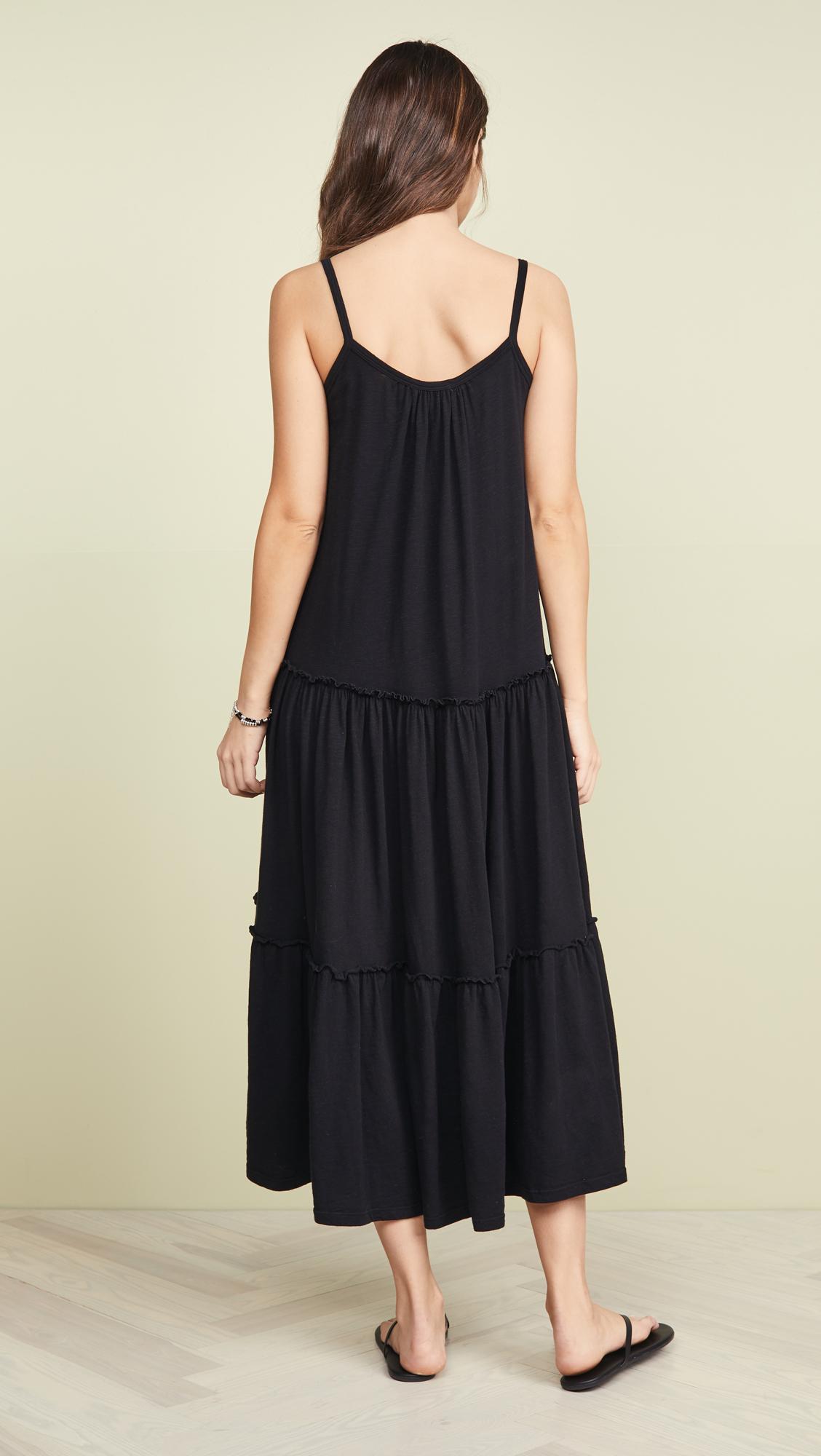 Sundry Cotton Tiered Maxi Dress in Black - Lyst