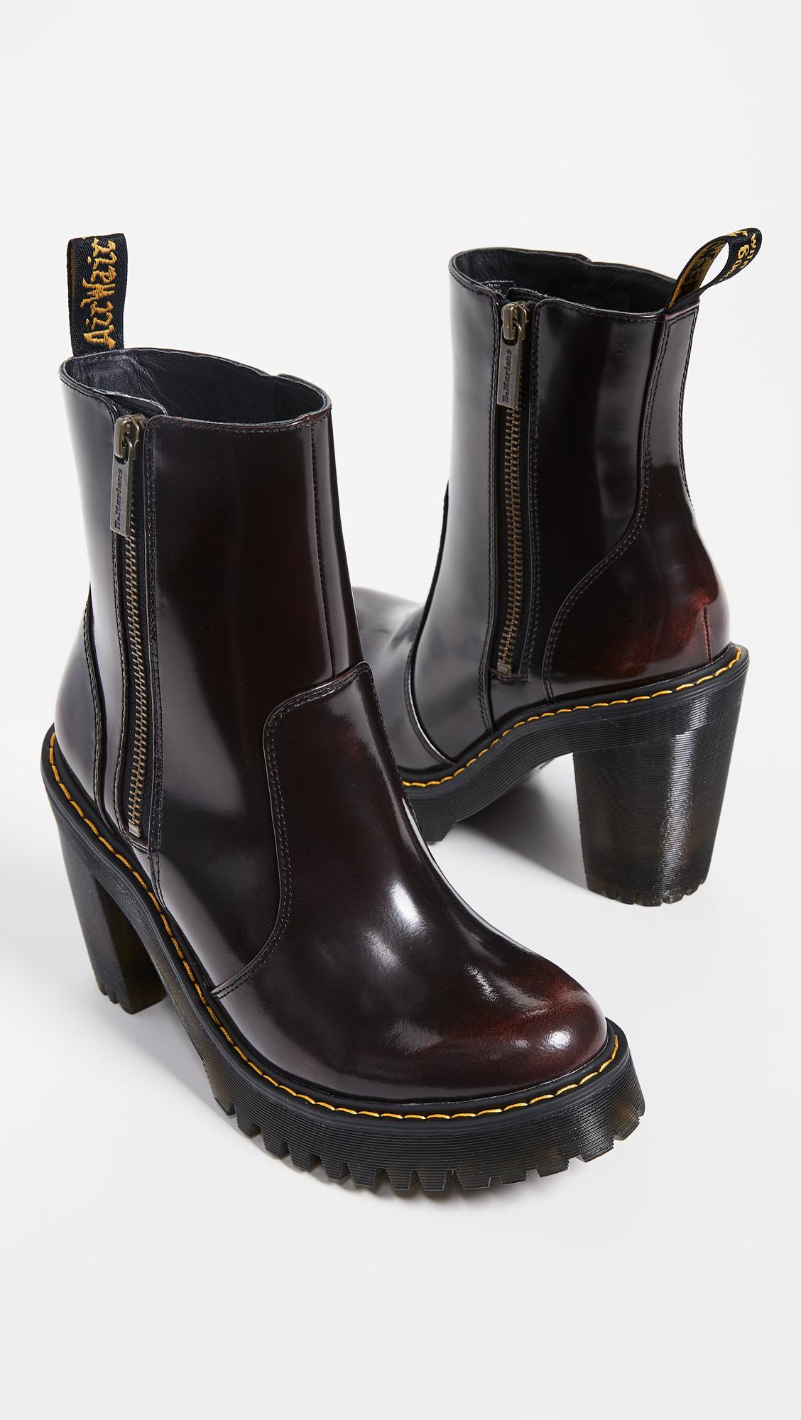 Dr. Martens Leather Magdalena Ii Ankle Boots in Cherry Red (Black) | Lyst