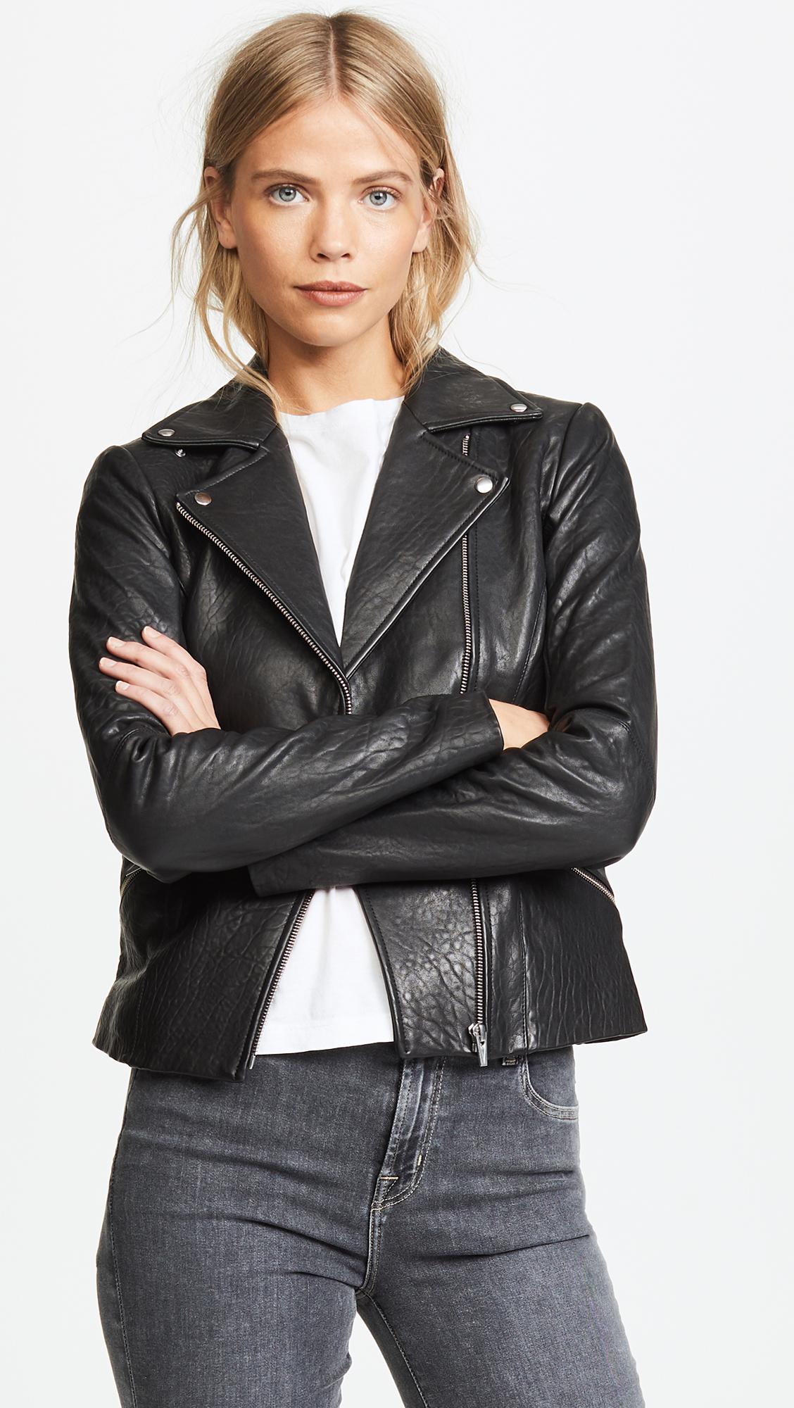 VEDA Dallas Leather Jacket in Black - Lyst