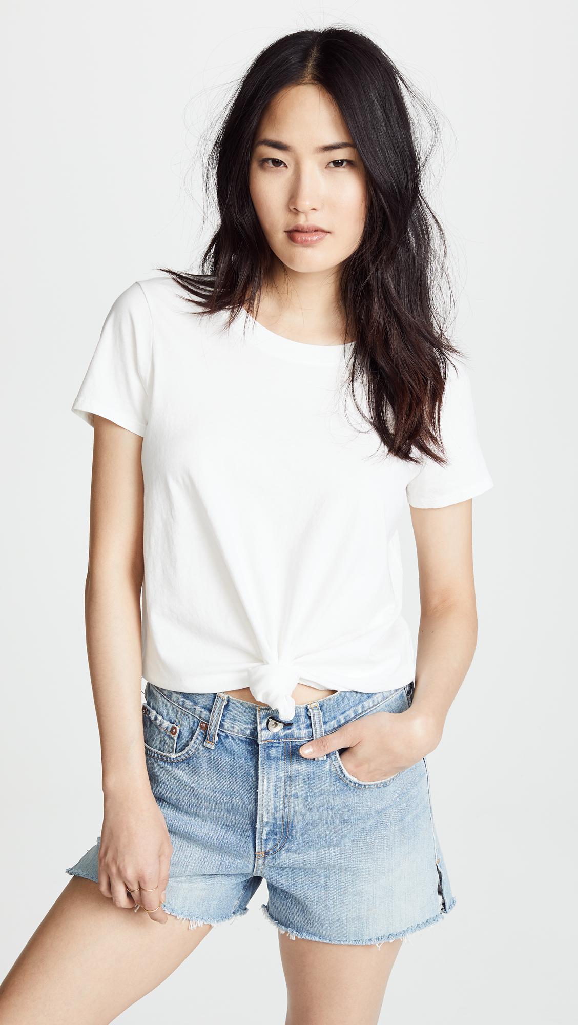 Madewell Knot Front Tee in White | Lyst