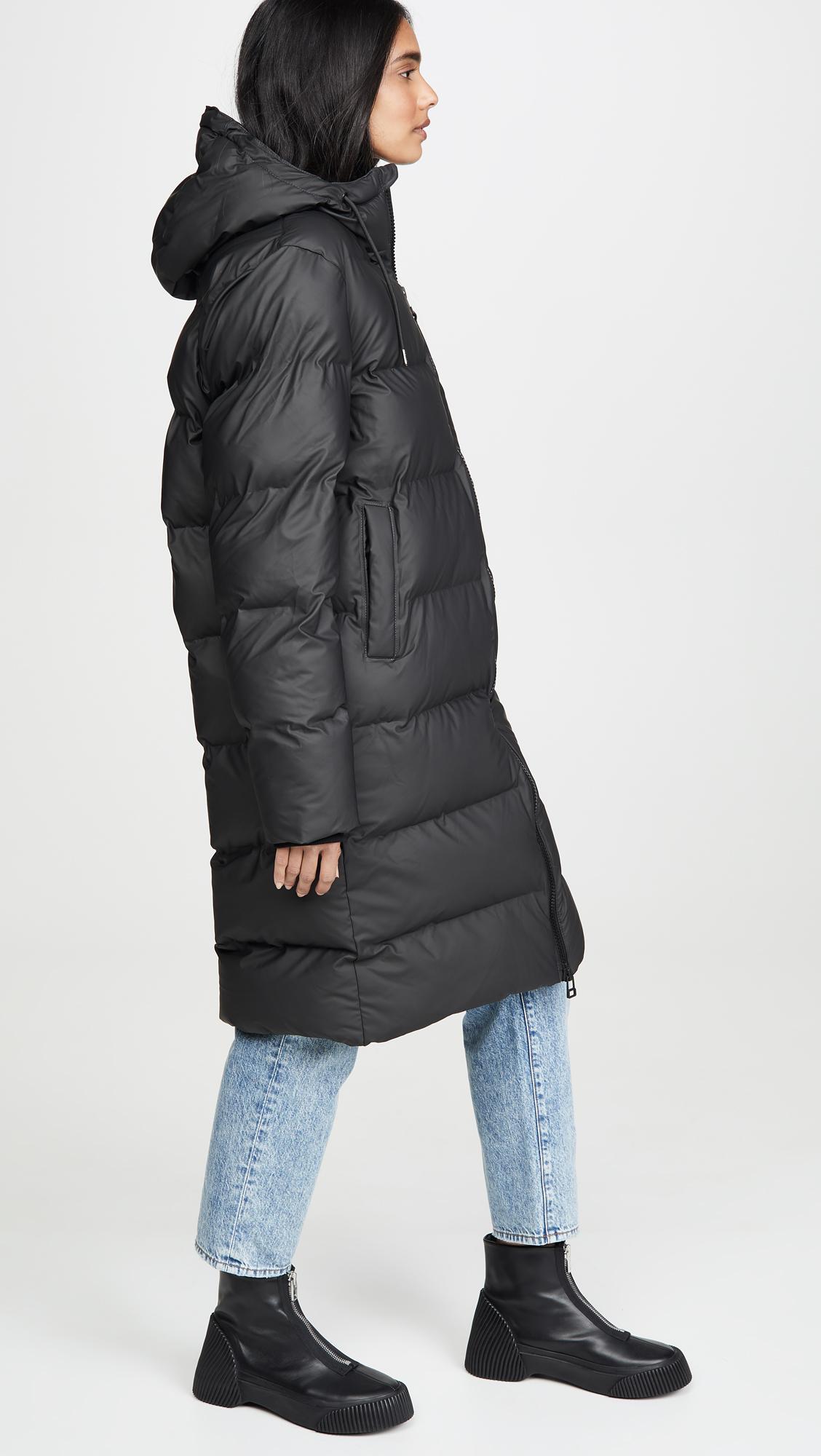 Rains Synthetic Long Puffer Jacket in Black - Lyst