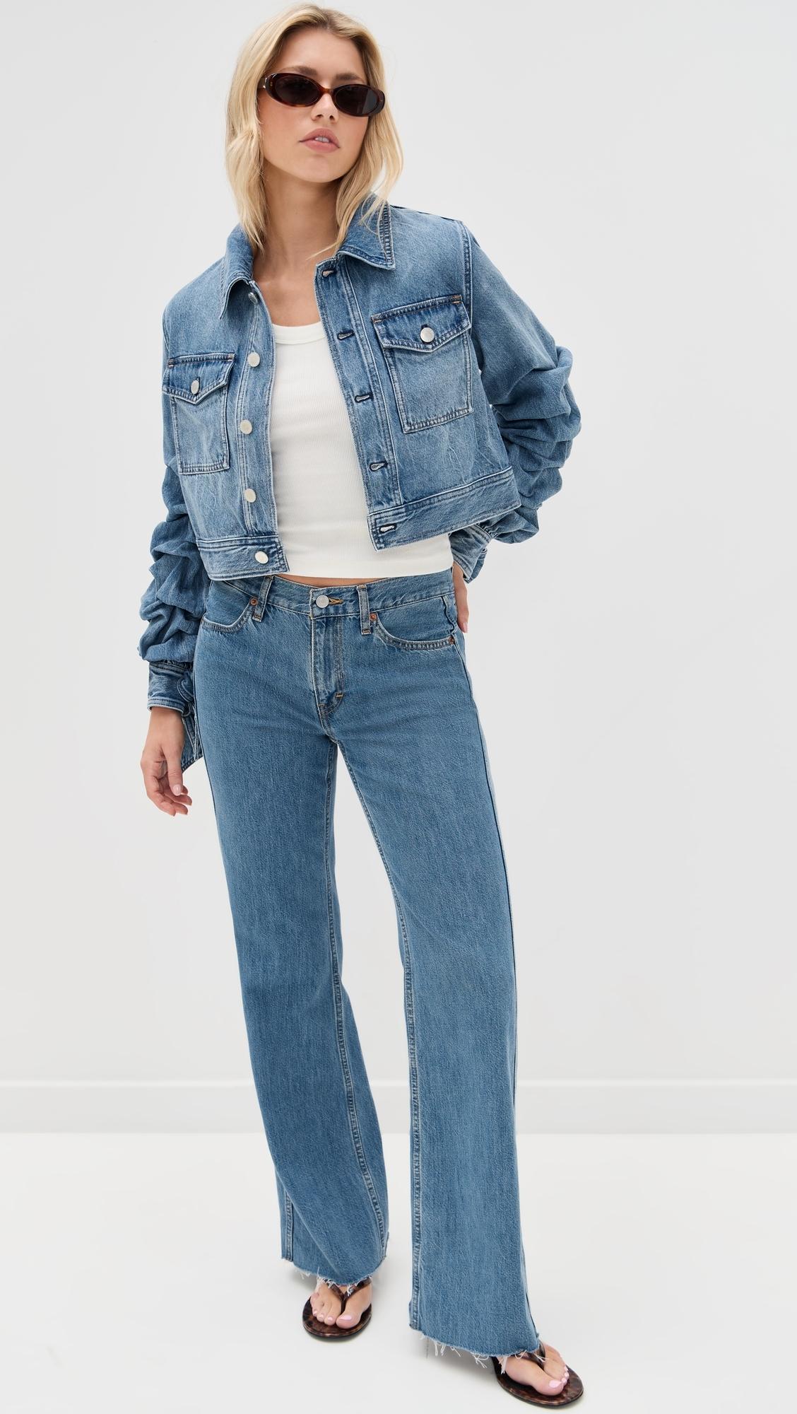 Alice + Olivia Tiff Denim Jacket With Bow Sleeve in Blue | Lyst