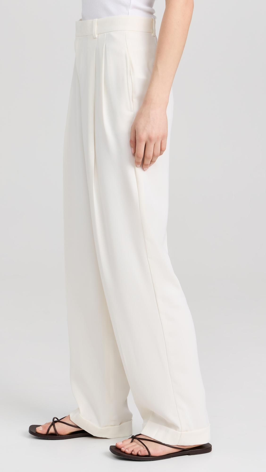Polo Ralph Lauren Pleated Straight Leg Pants in White | Lyst