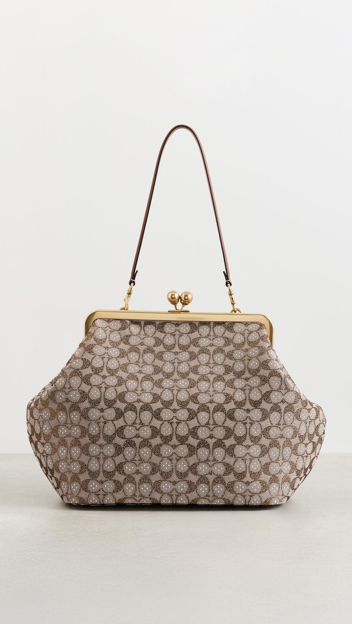 COACH Crystal Signature Jacquard Large Kisslock Bag | Lyst Canada