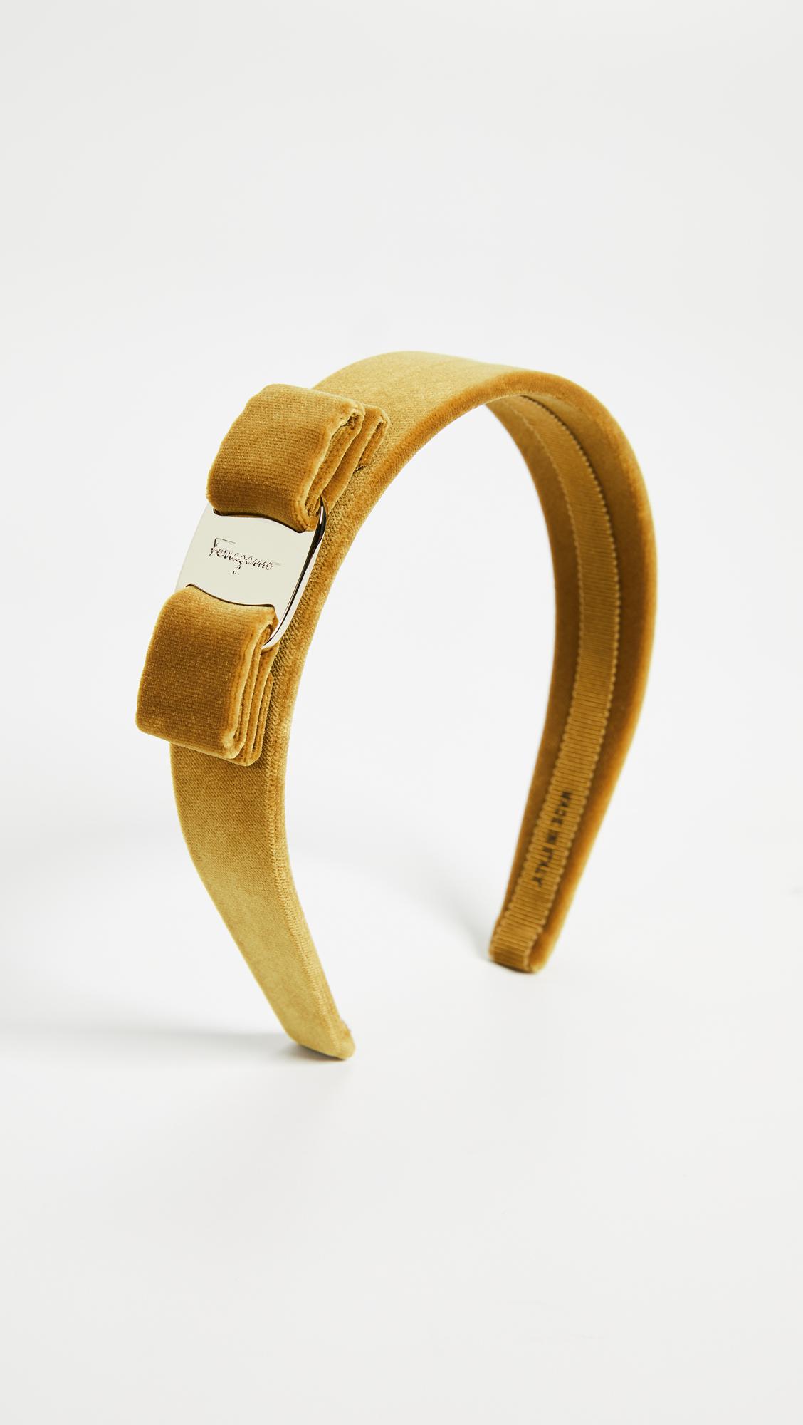 Ferragamo Velvet Headband in Yellow Lyst