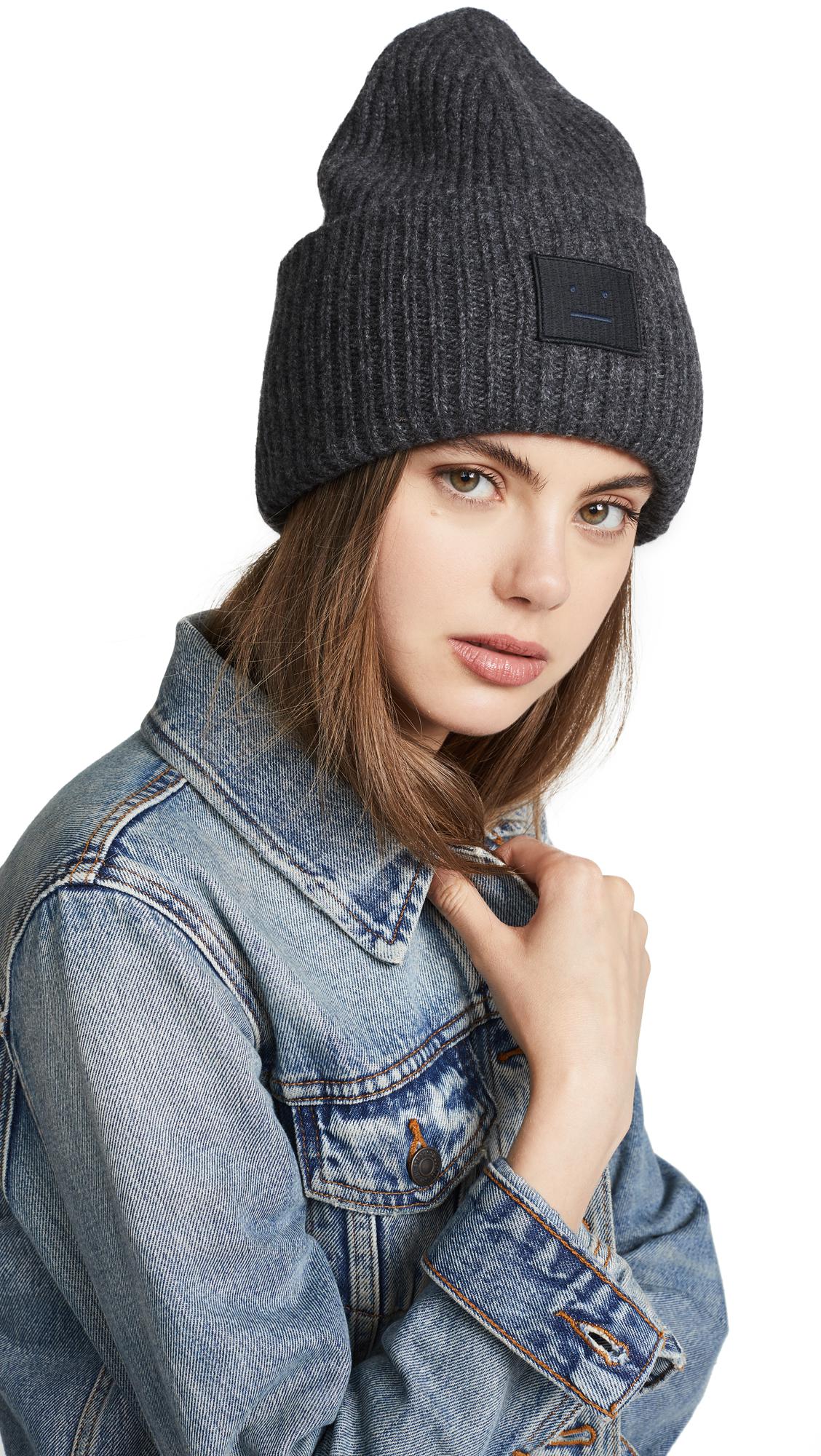 opbevaring Barn bestå Acne Studios Face-patch Beanie charcoal Grey Melange in Gray | Lyst