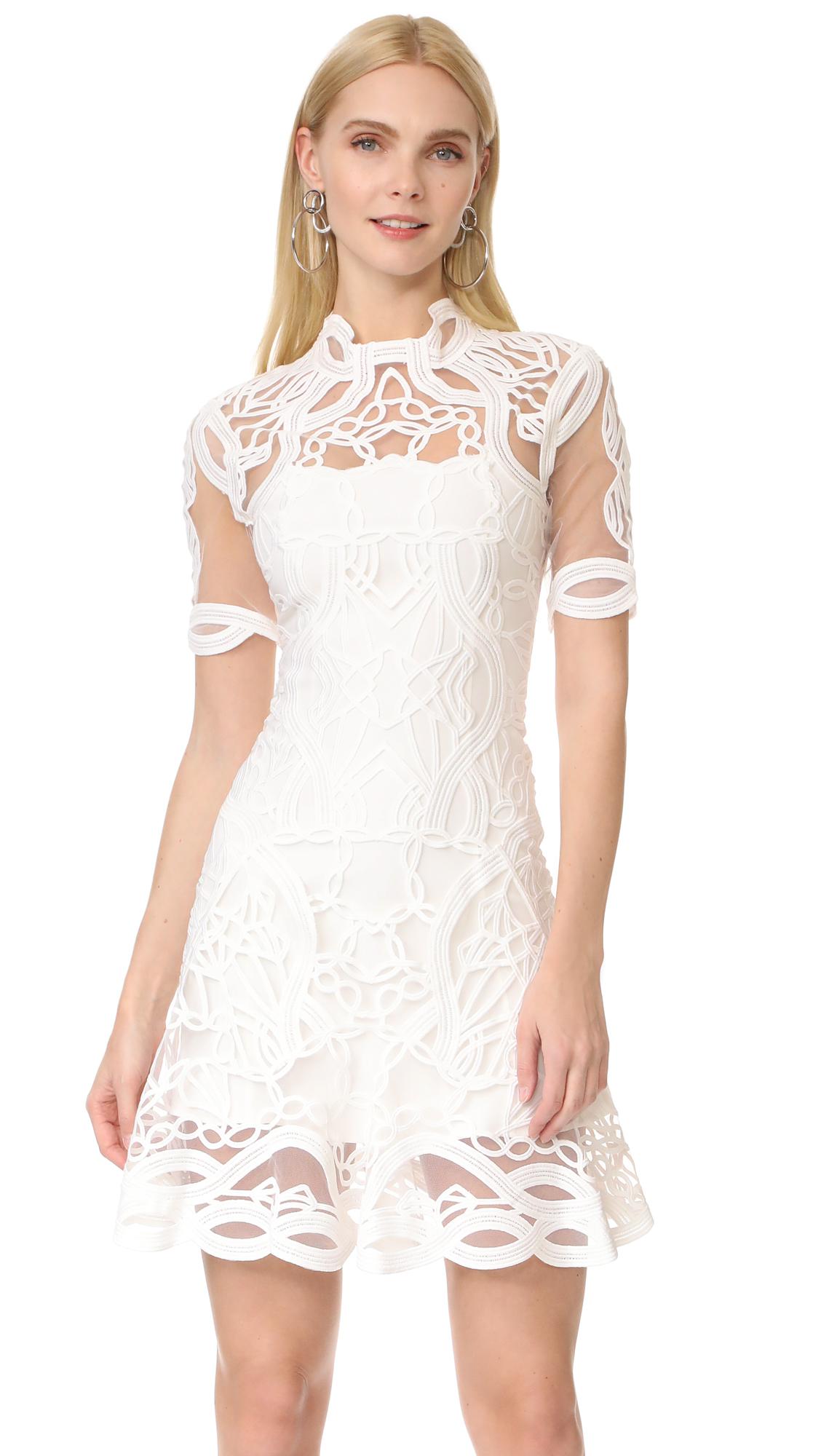 jonathan simkhai mixed lace mini dress