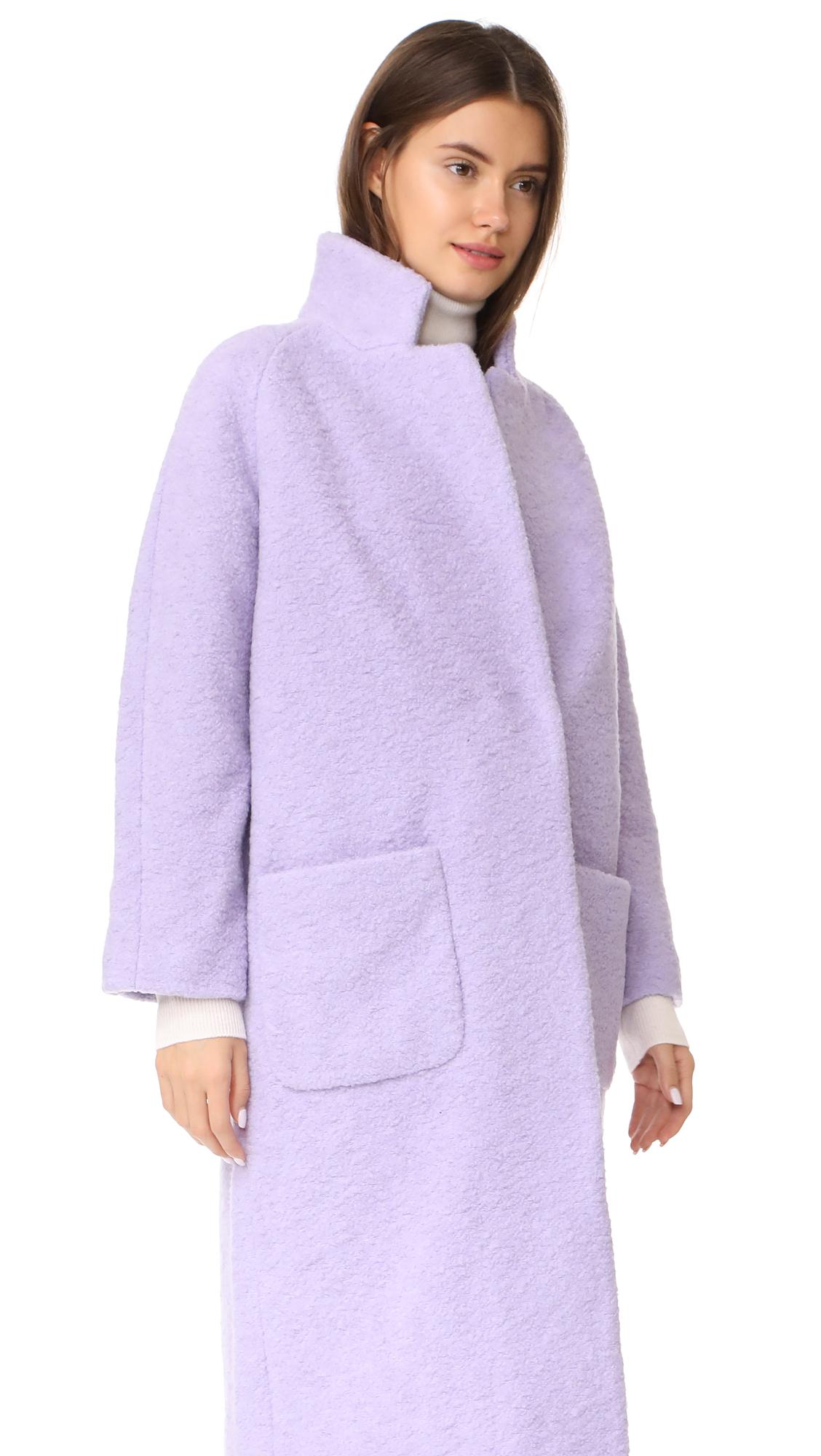 Ganni Wool Fenn Wrap Coat in Pastel Lilac (Purple) - Lyst