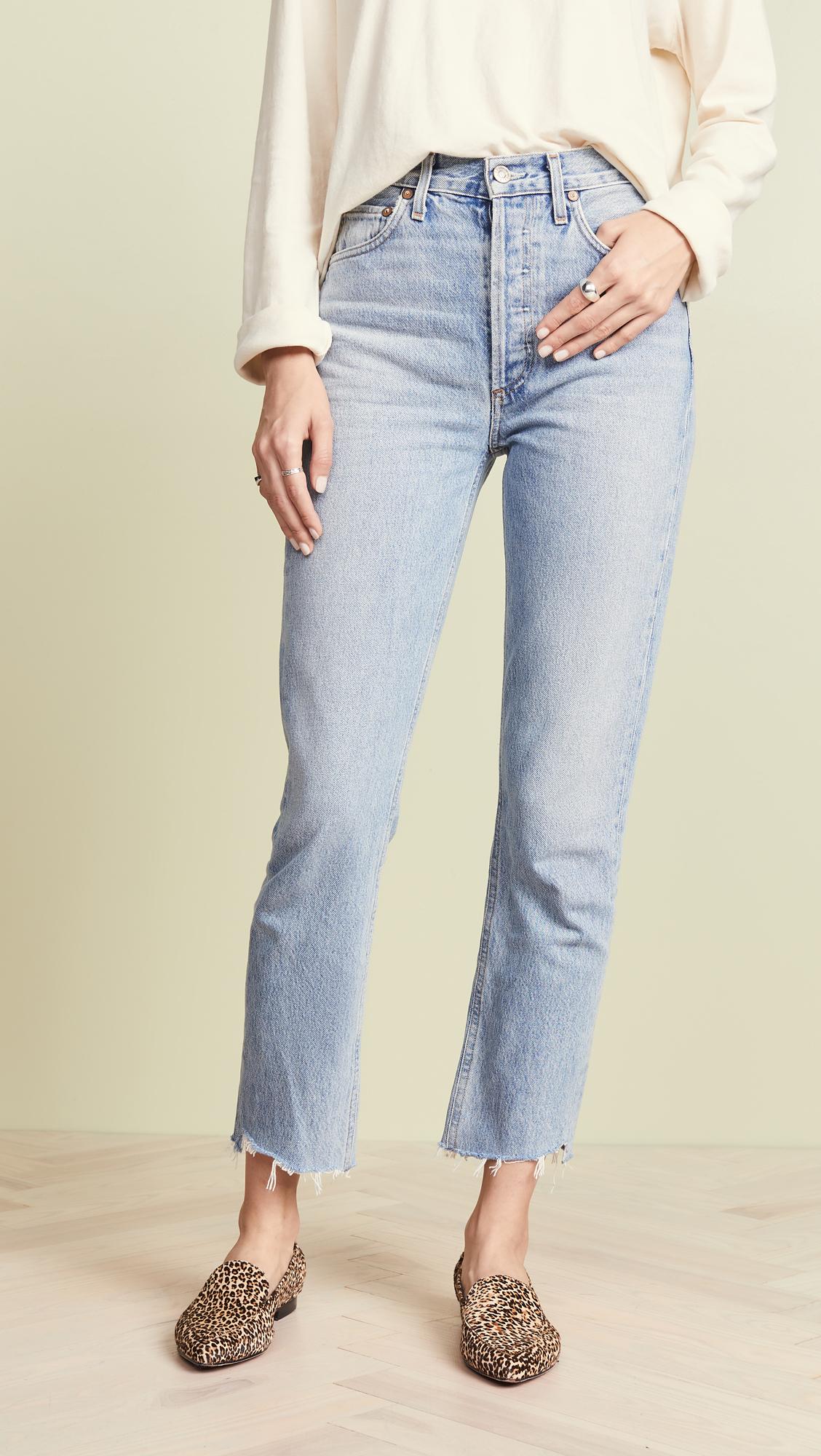 Agolde Denim Riley High Rise Straight Crop Jeans in Blue - Lyst
