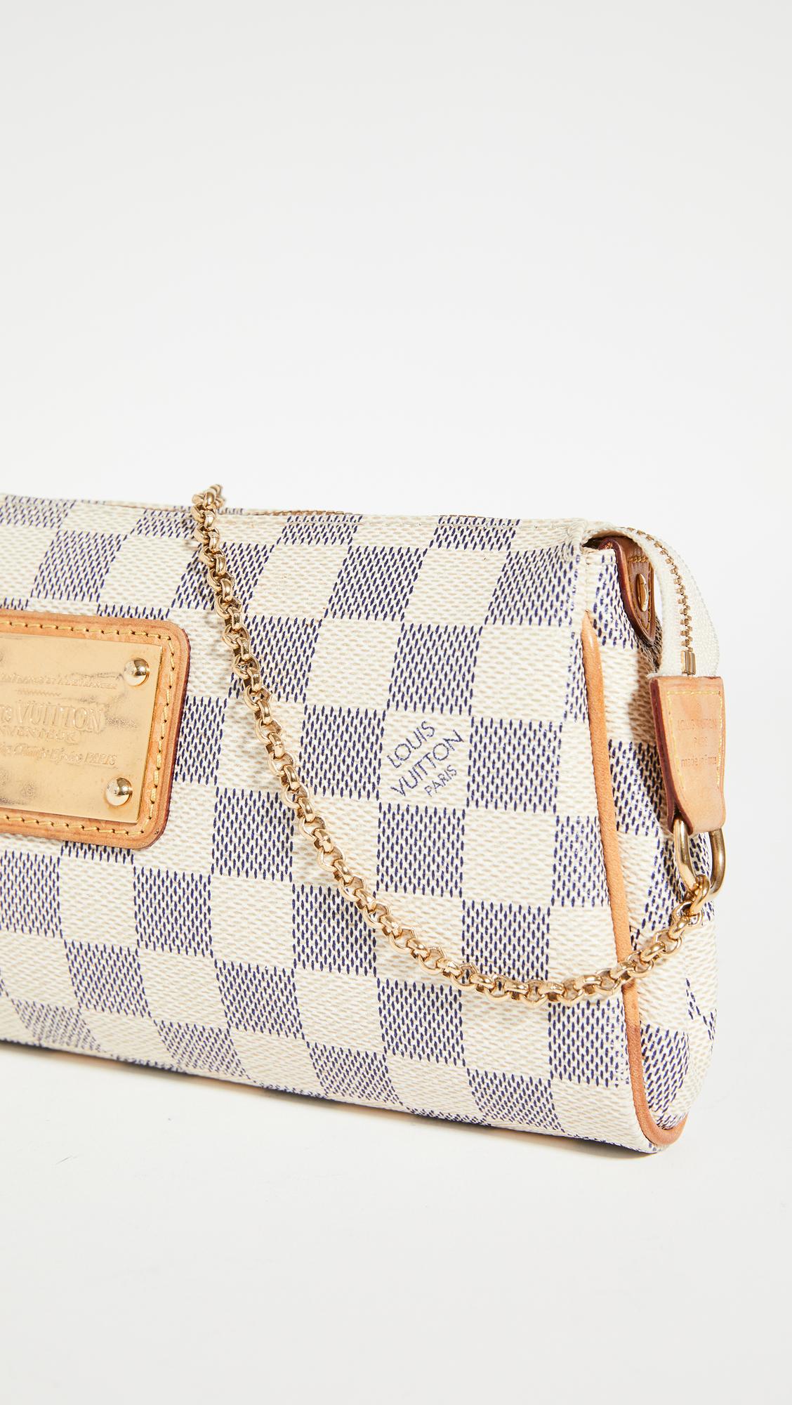 LOUIS VUITTON Pochette Eva Damier Azur Clutch Bag White