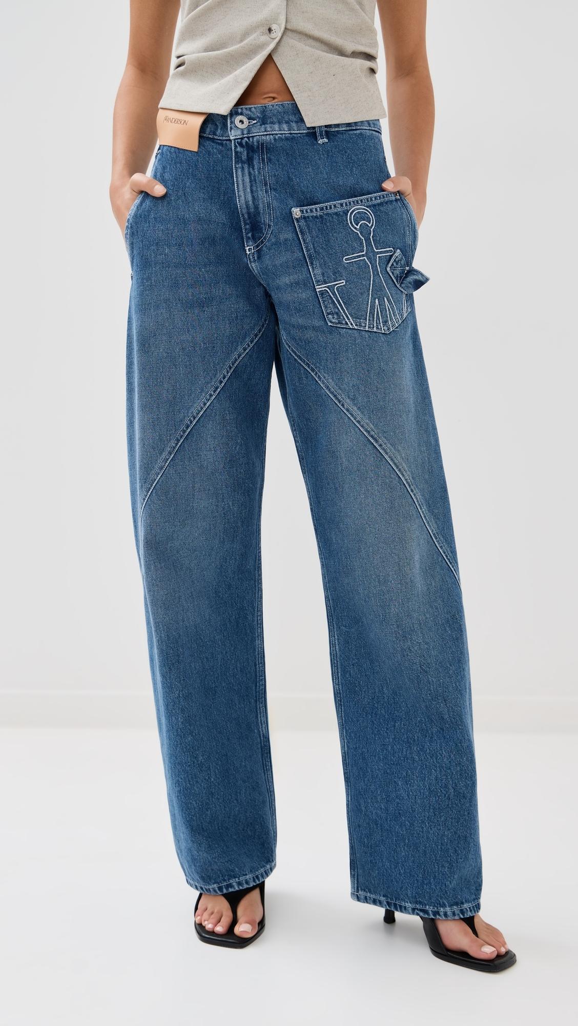 デニム・ジーパン JW ANDERSON Women Denim Pants DT0109PG1735 804 BLUE JW Anderson Twisted Workwear Jeans (Light Blue) – CNCPTS