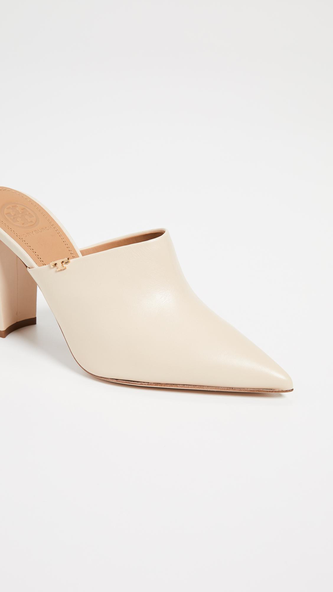 Tory Burch Leather Penelope 90mm Mules in Natural - Lyst