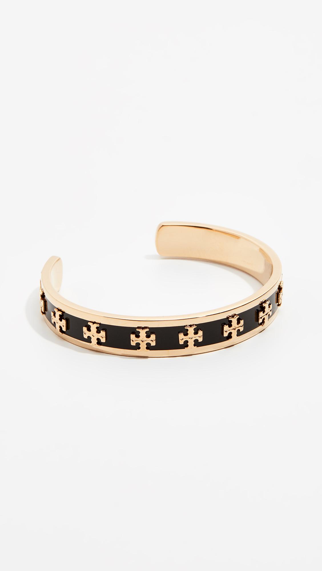 Tory Burch Enamel Raised Logo Cuff Bracelet in Metallic Lyst