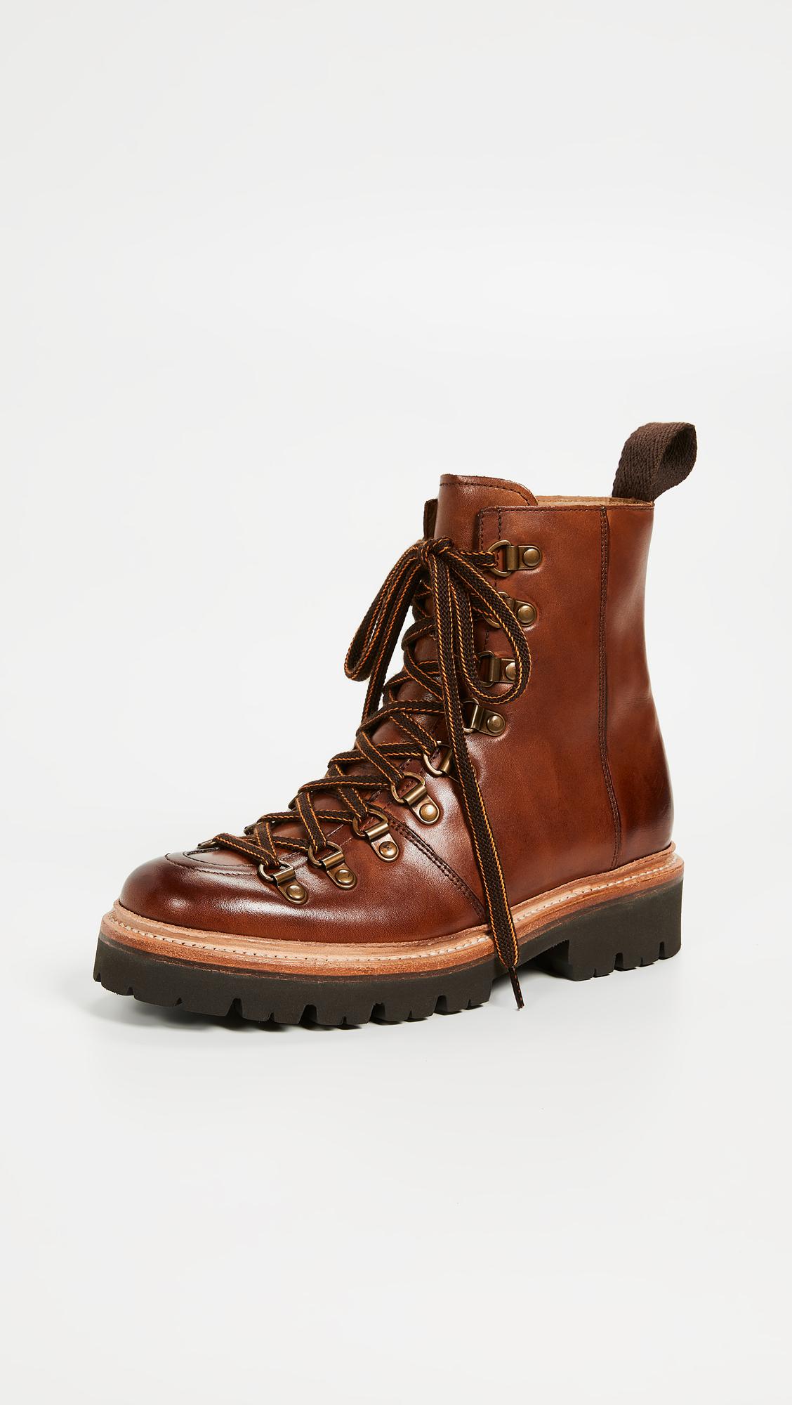 Grenson Leather Nanette Combat Boots in Brown | Lyst Australia