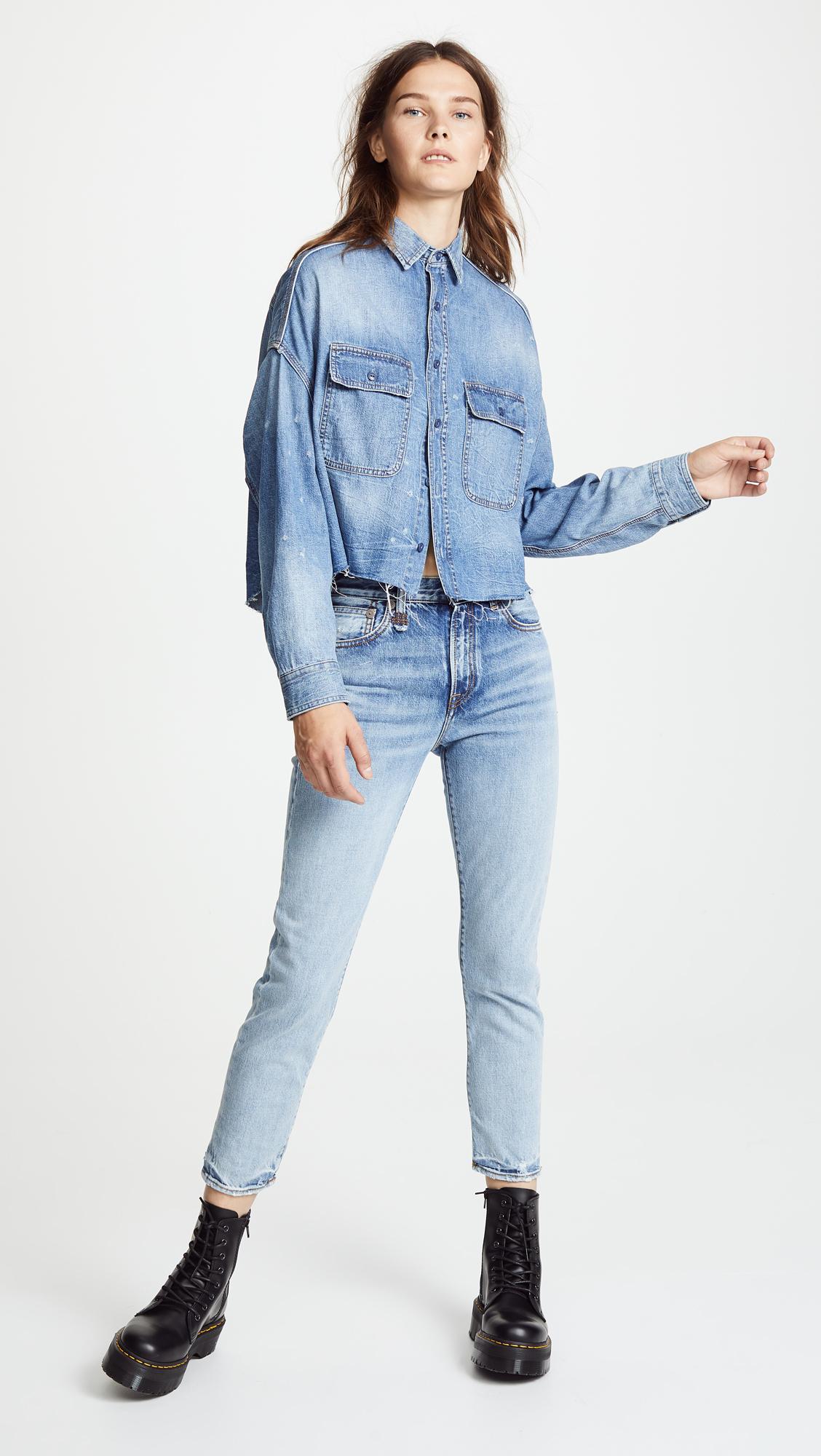 R13 Cropped Denim Shirt in Blue | Lyst