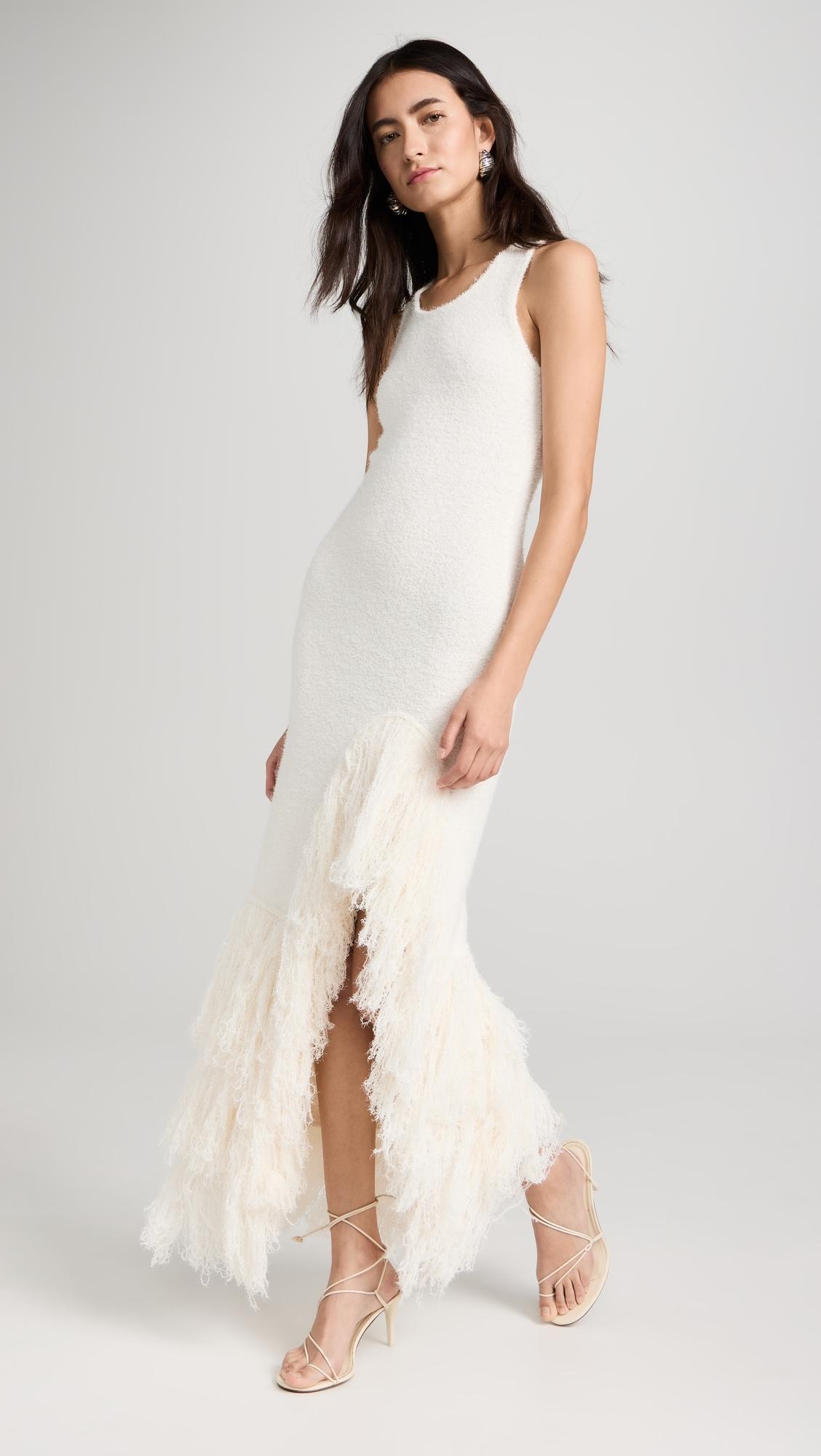 AKNVAS Sasha Knit Fringe Dress in White | Lyst