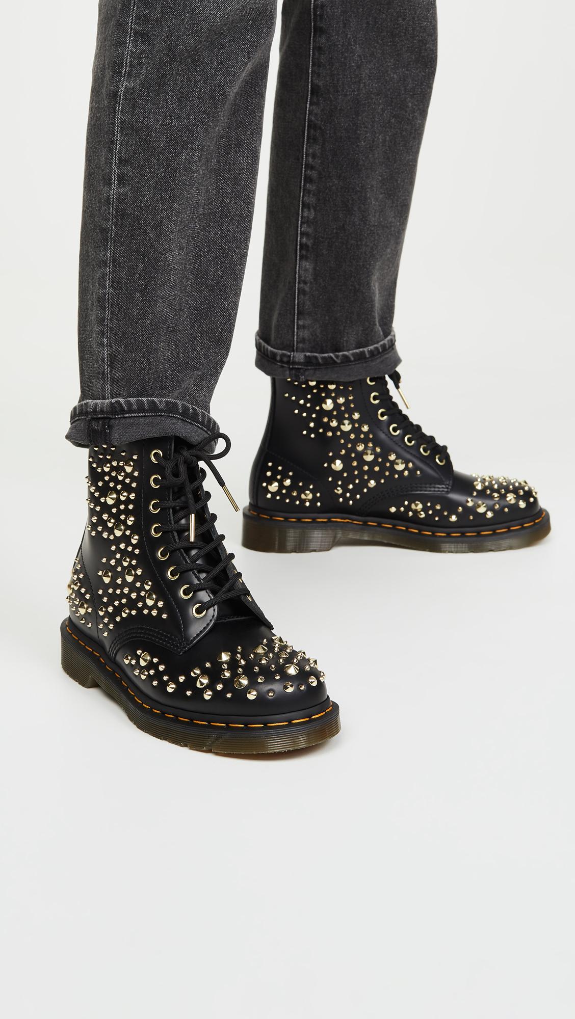 1460 midas gold stud leather boots