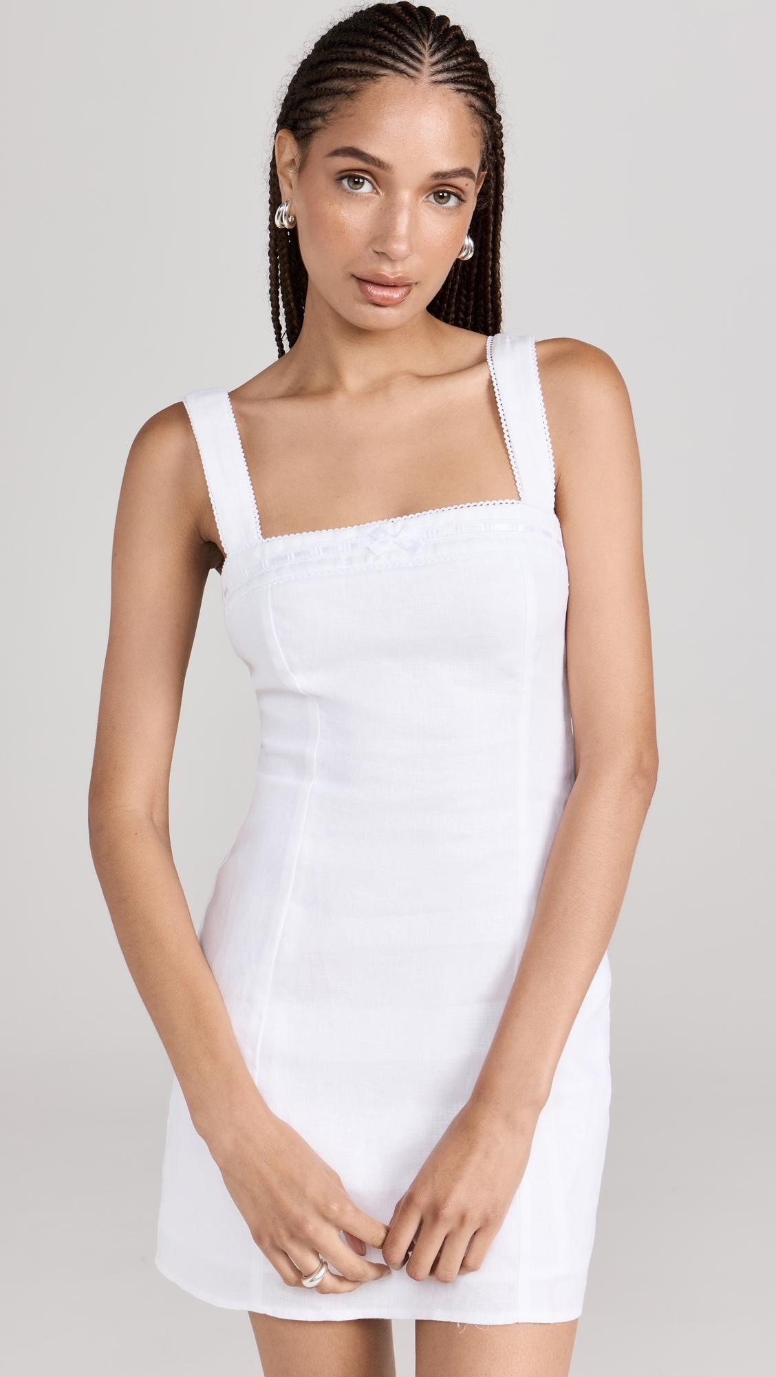 Reformation Elana Linen Mini Dress in White | Lyst