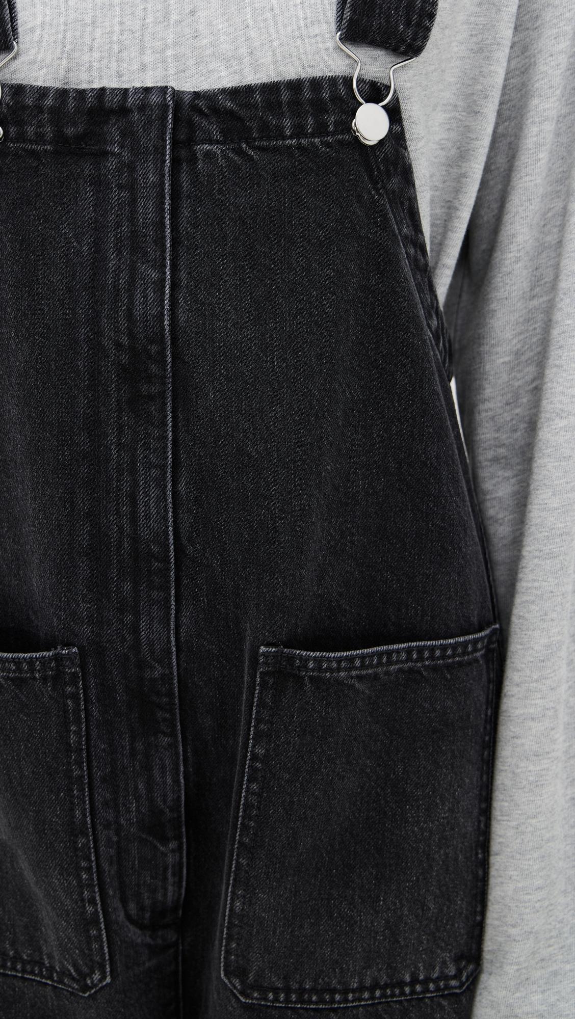 Tibi Vintage Wash Denim Jumpsuit in Black Lyst