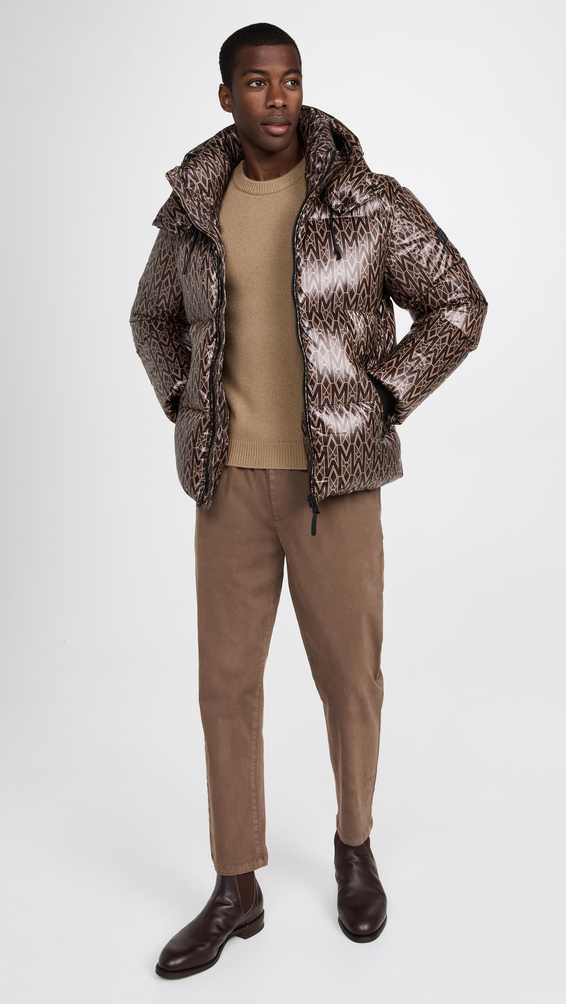Mackage Kent Lustrous Light Down Jacket With Hood in Brown for Men