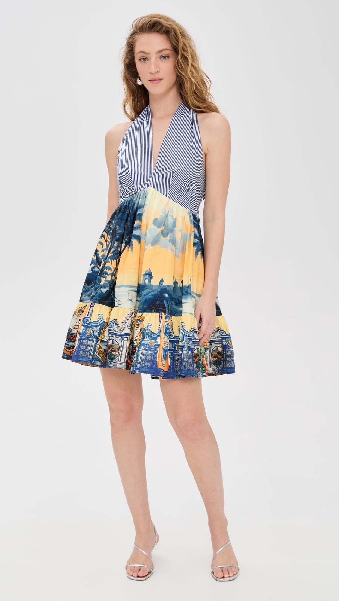 CAMILLA Ruffle Hem Halter Mini Dress in Blue | Lyst CAMILLA Ruffle Hem Halter Mini Dress in Blue | Lyst