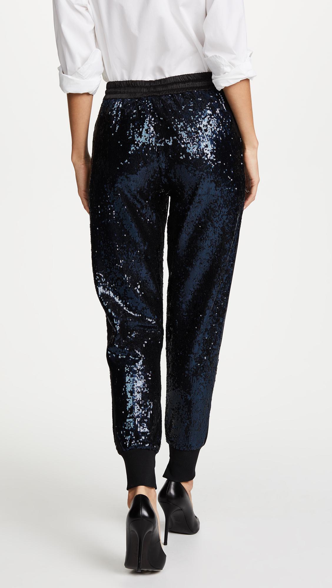 sequin satin joggers