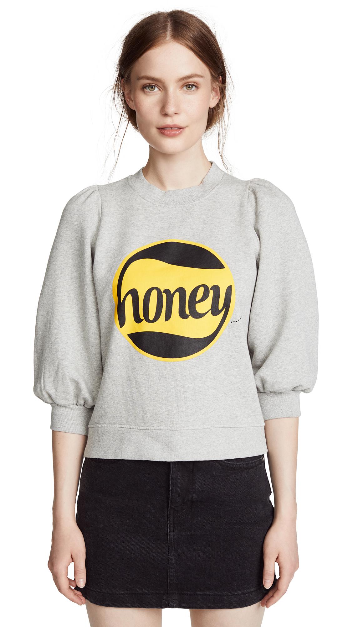 Ganni Fleece Honey Sweatshirt in Gray - Lyst